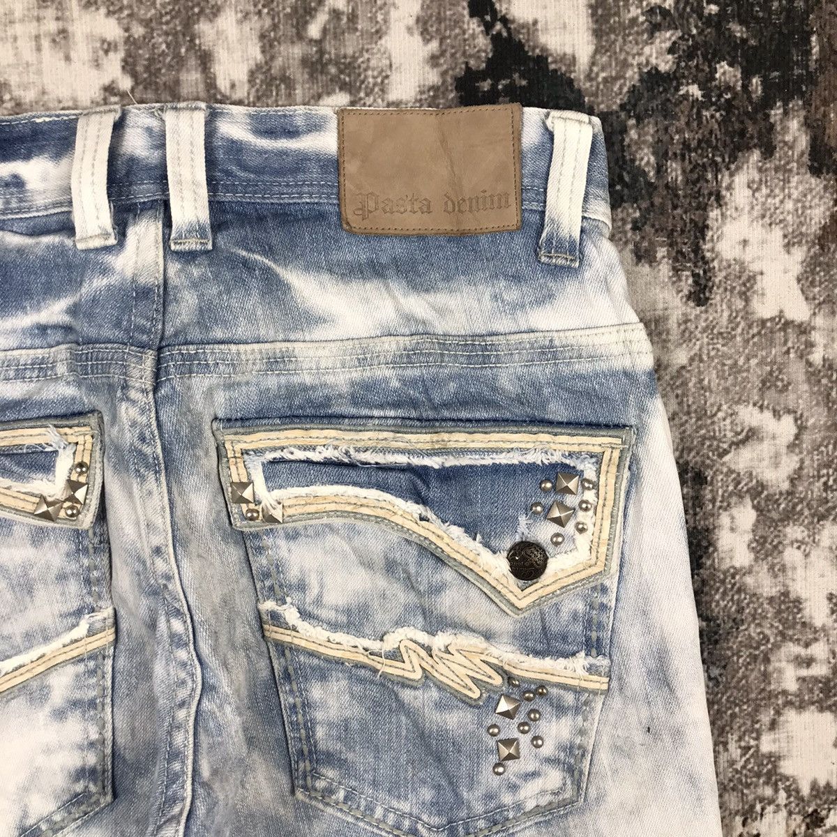 Japanese Brand × Vintage Vintage Japanese Spike Design Pasta Denim Acid Wash Jeans Size 29" - 4 Thumbnail