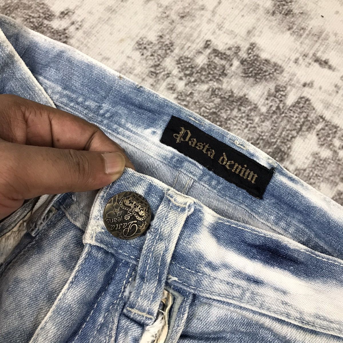 Japanese Brand × Vintage Vintage Japanese Spike Design Pasta Denim Acid Wash Jeans Size 29" - 12 Thumbnail