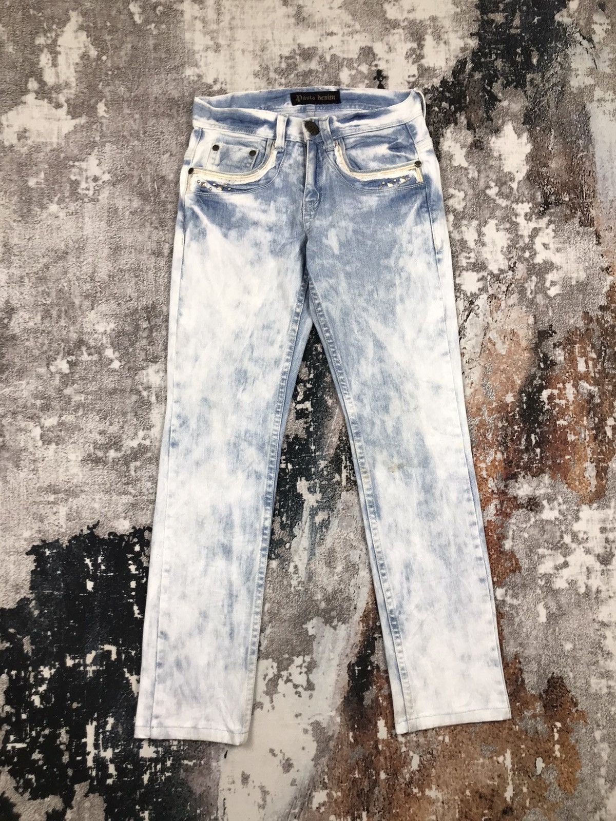 Japanese Brand × Vintage Vintage Japanese Spike Design Pasta Denim Acid Wash Jeans Size 29" - 6 Thumbnail