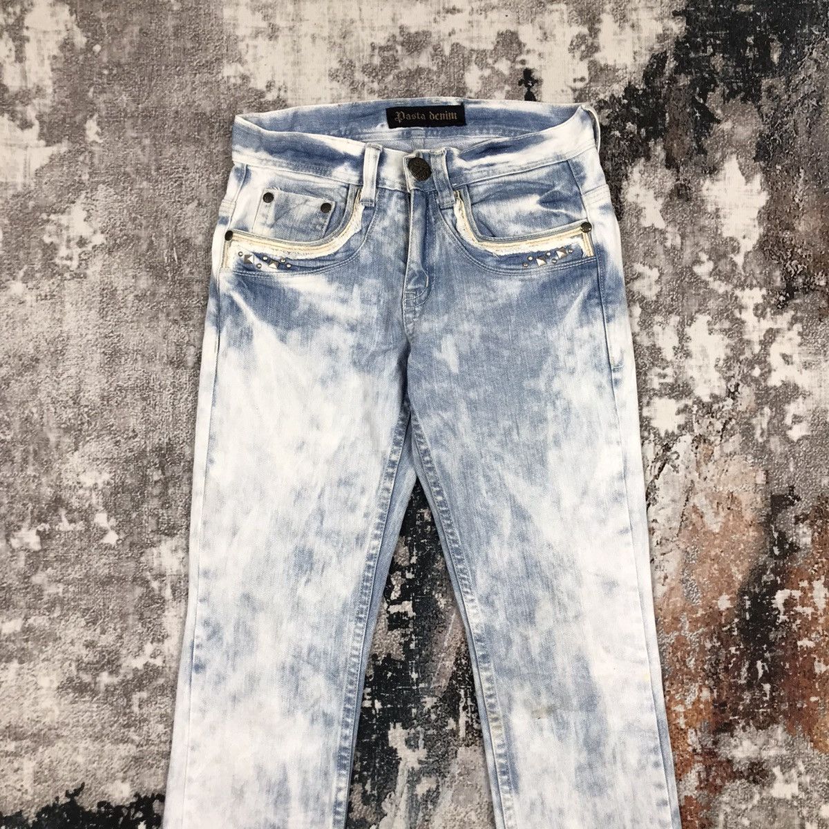 Japanese Brand × Vintage Vintage Japanese Spike Design Pasta Denim Acid Wash Jeans Size 29" - 7 Thumbnail