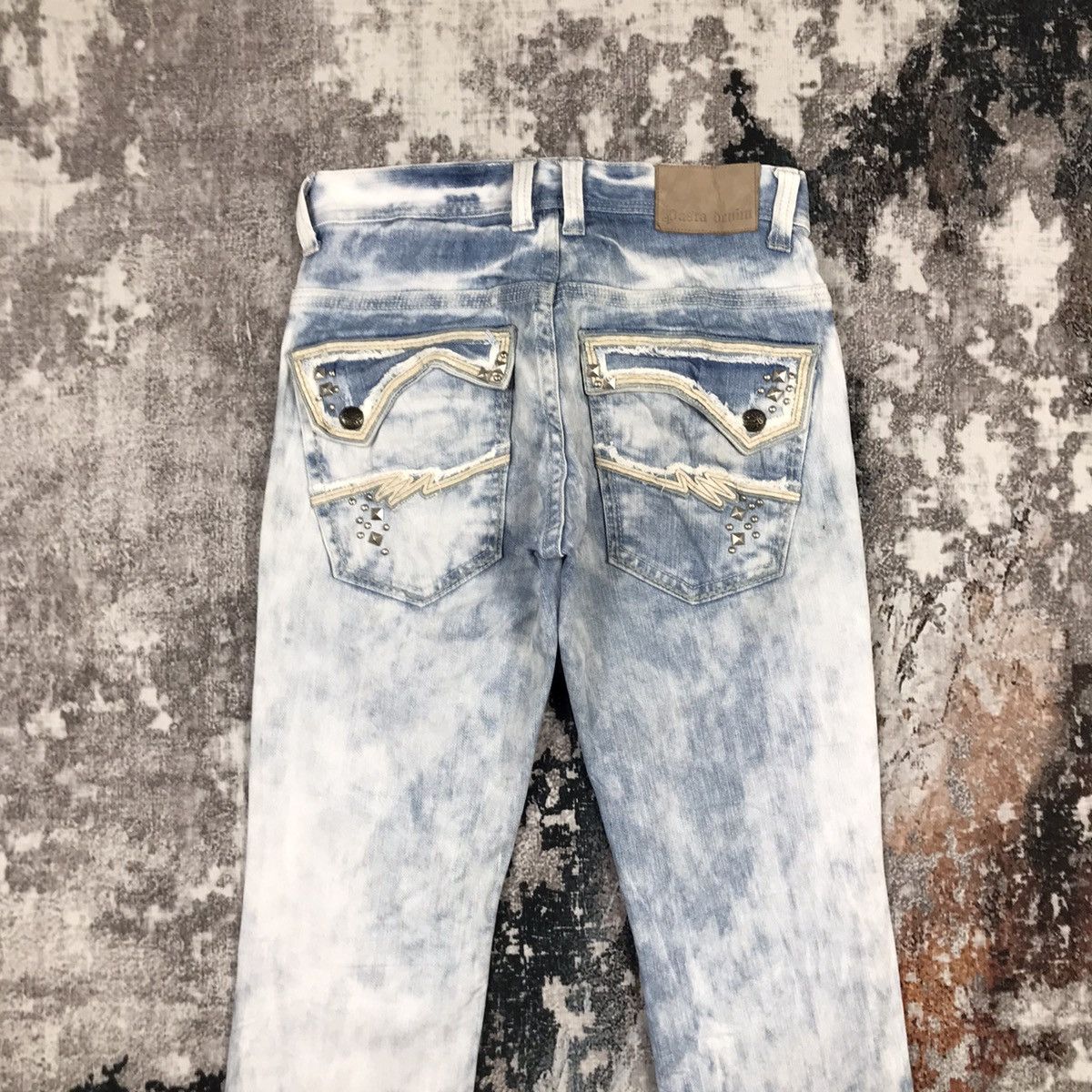 Japanese Brand × Vintage Vintage Japanese Spike Design Pasta Denim Acid Wash Jeans Size 29" - 2 Thumbnail