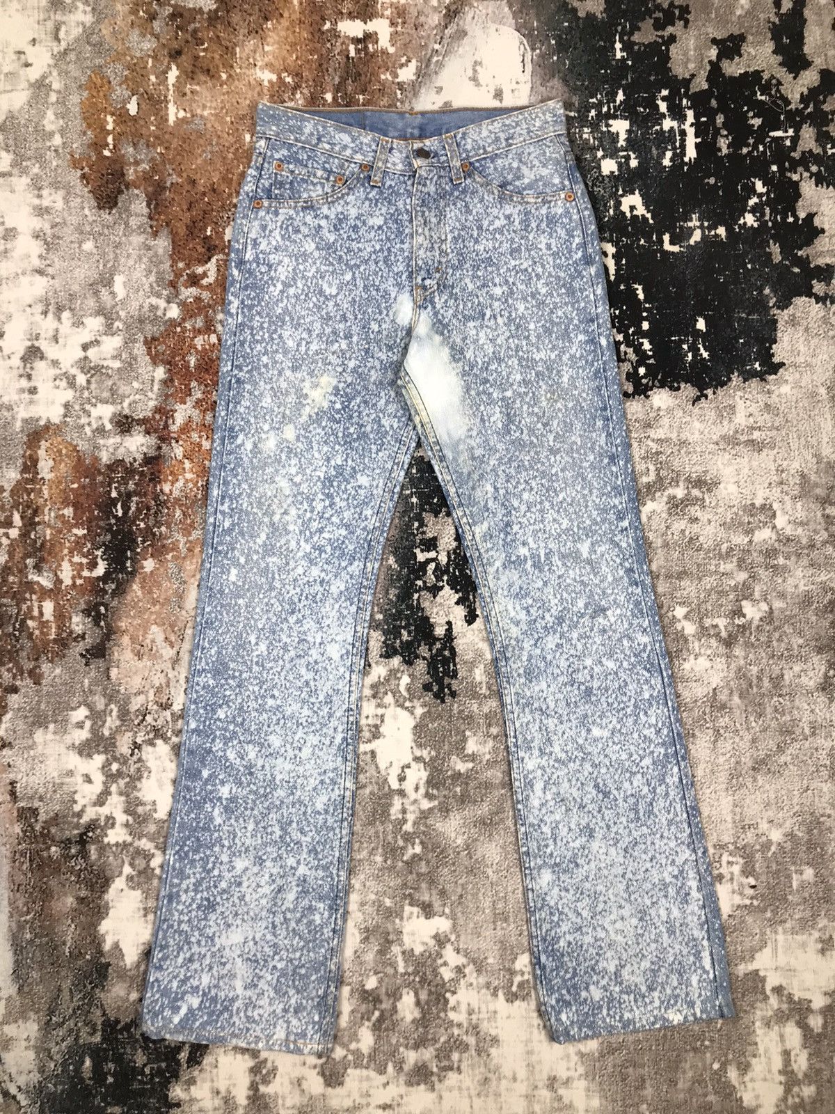Levi's × Vintage Vintage Levis 517 Flare Rework Acid Wash Design Jeans Size 29" - 8 Thumbnail