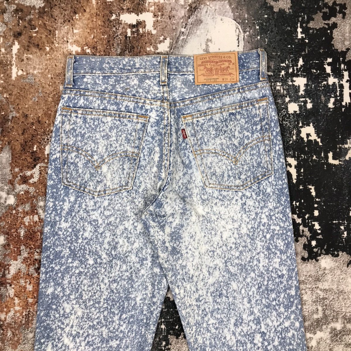 Levi's × Vintage Vintage Levis 517 Flare Rework Acid Wash Design Jeans Size 29" - 2 Thumbnail
