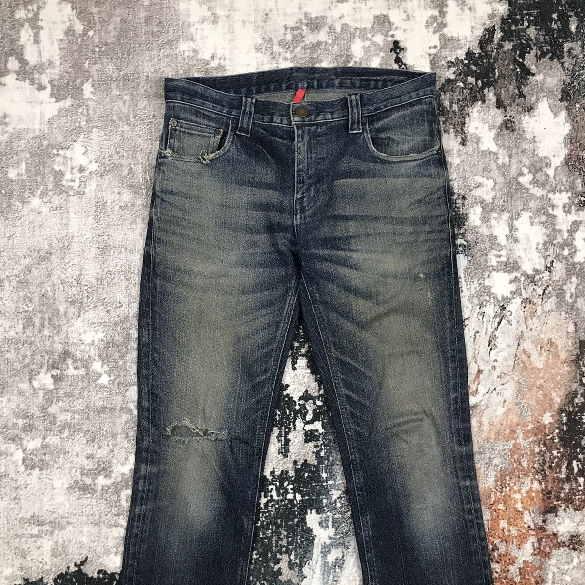 Uniqlo × Vintage Vintage Uniqlo Dirty Distressed Design Slim Denim Jeans Size US 31 - 2 Thumbnail