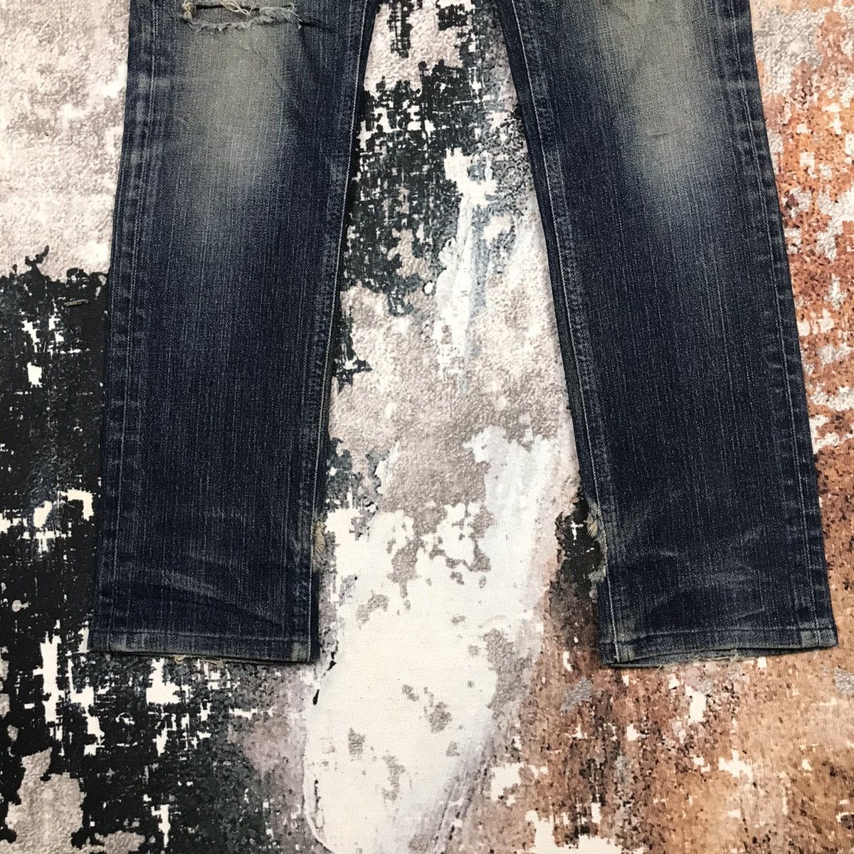 Uniqlo × Vintage Vintage Uniqlo Dirty Distressed Design Slim Denim Jeans Size US 31 - 6 Thumbnail