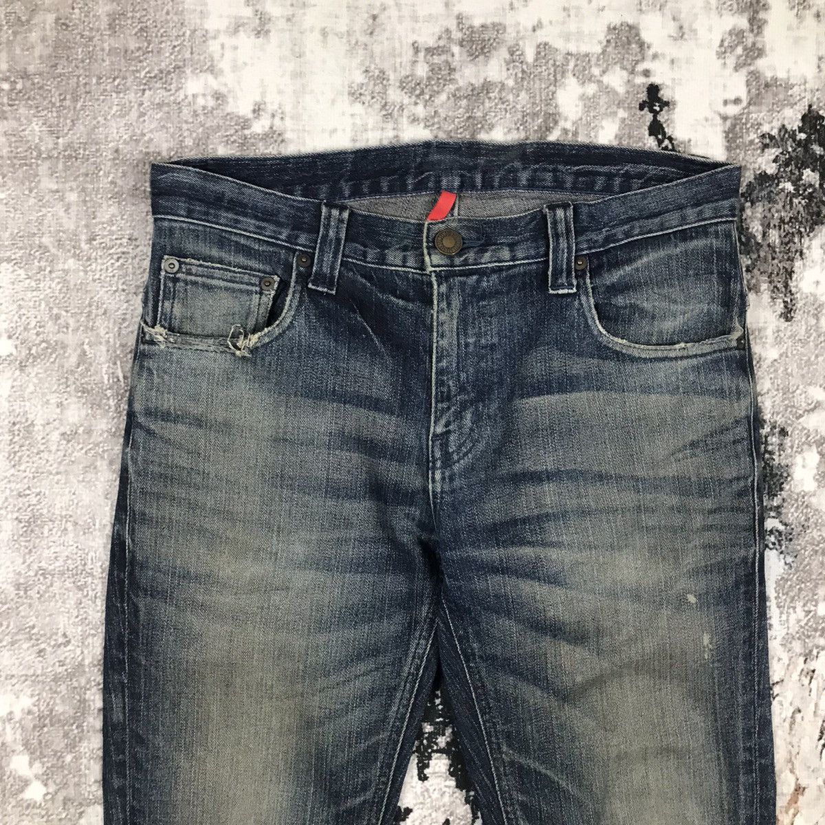 Uniqlo × Vintage Vintage Uniqlo Dirty Distressed Design Slim Denim Jeans Size US 31 - 3 Thumbnail
