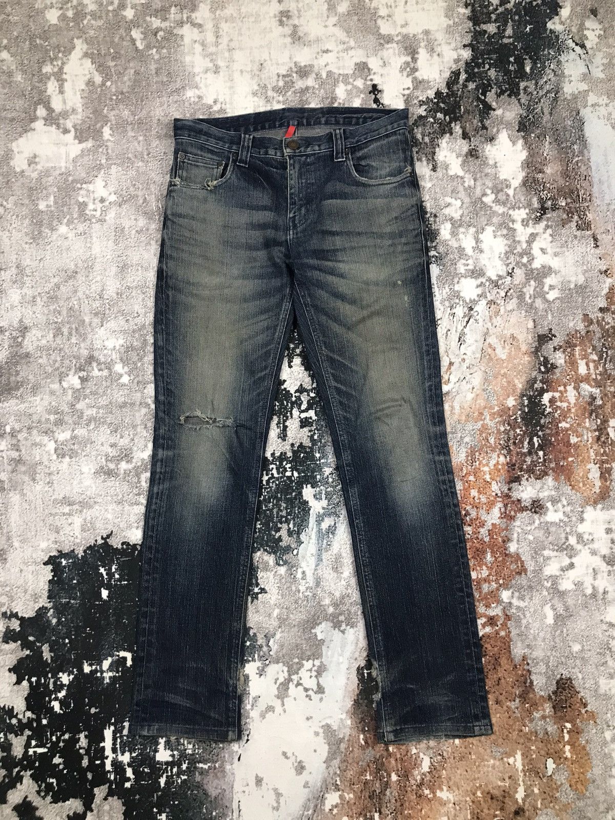 Uniqlo × Vintage Vintage Uniqlo Dirty Distressed Design Slim Denim Jeans Size US 31 - 1 Thumbnail