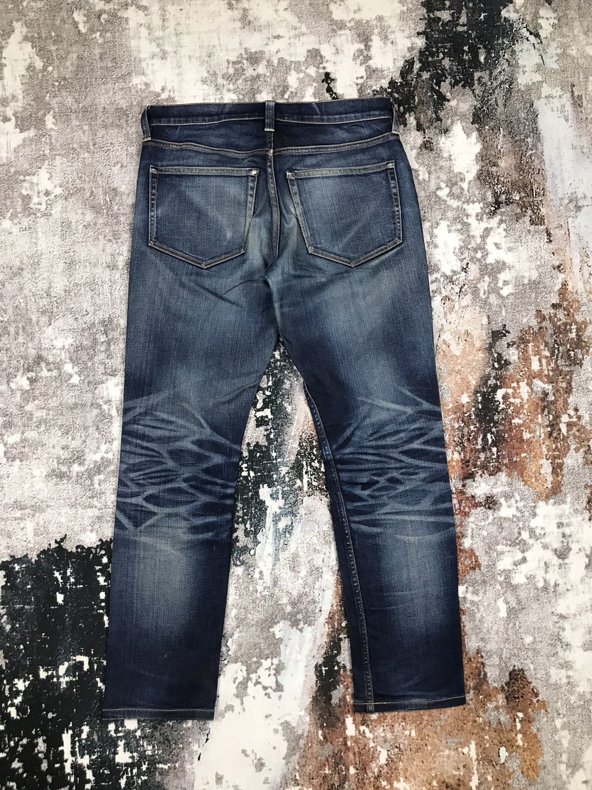 Japanese Brand × Muji Vintage Muji Japan Distressed Blue Wash Slim Denim Jeans Size US 32 / EU 48 - 6 Thumbnail