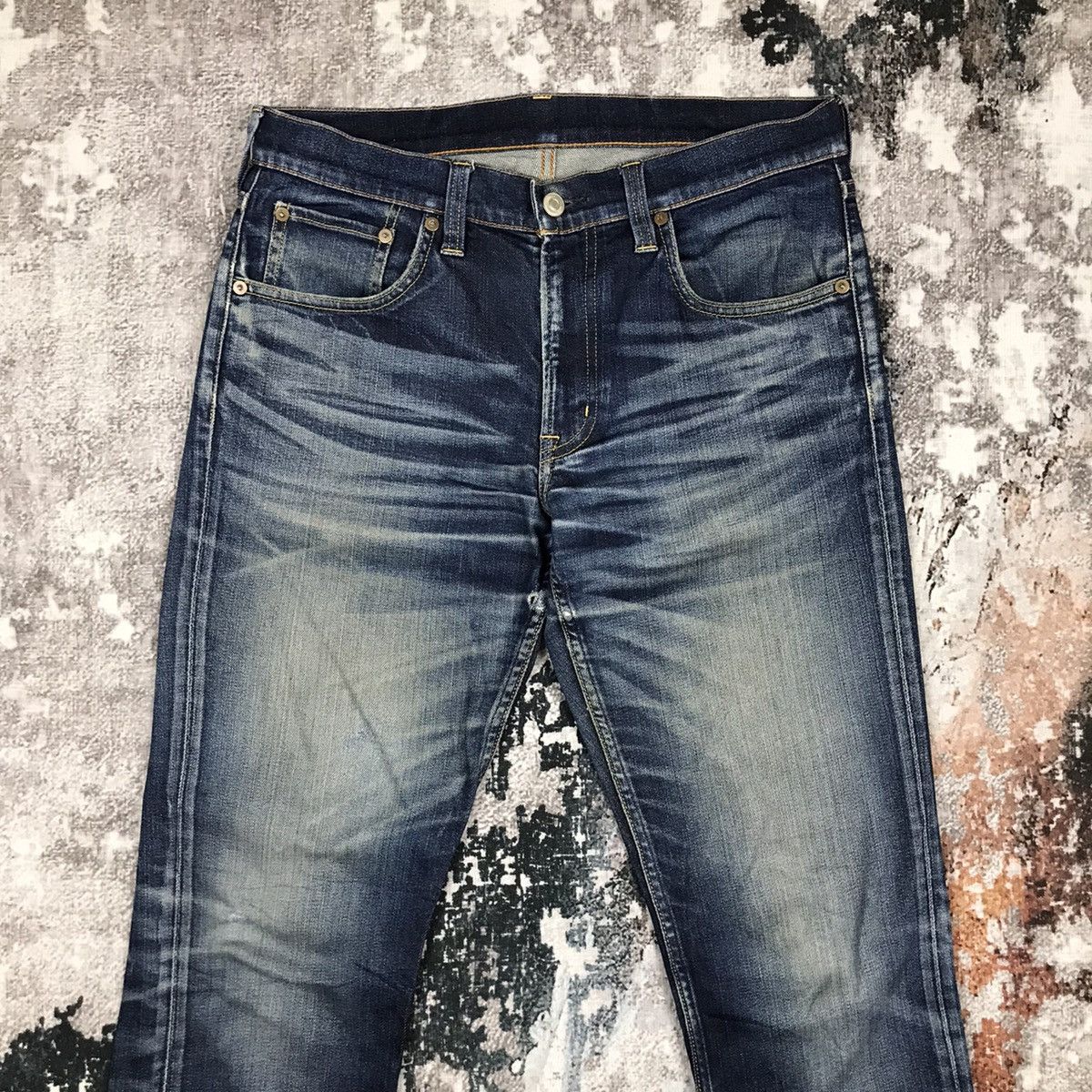 Japanese Brand × Muji Vintage Muji Japan Distressed Blue Wash Slim Denim Jeans Size US 32 / EU 48 - 2 Thumbnail
