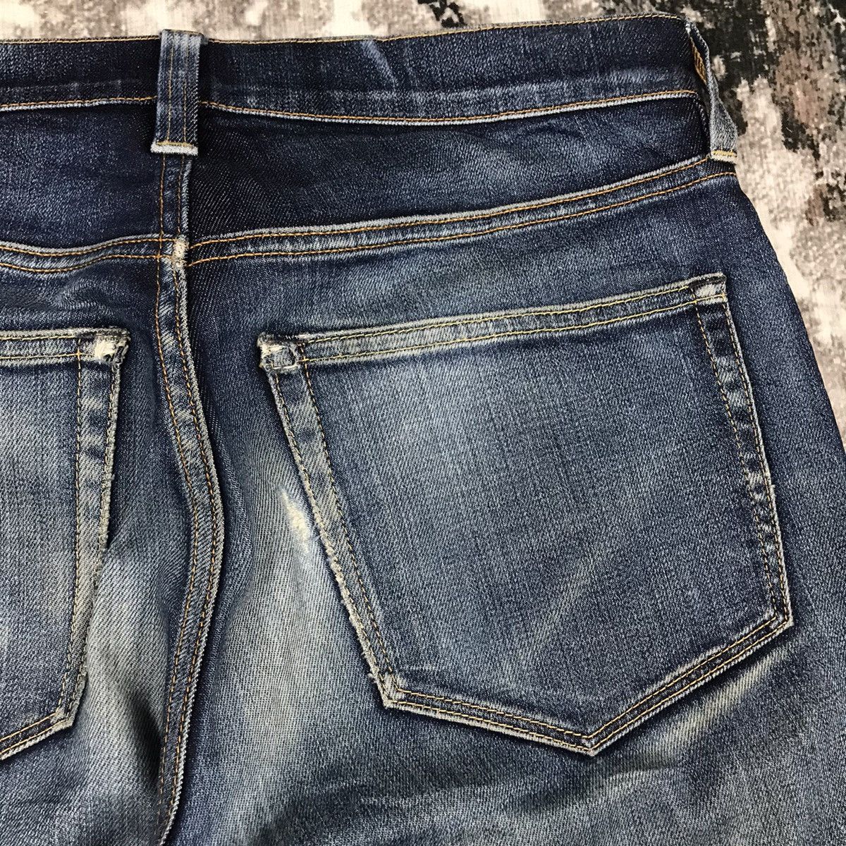 Japanese Brand × Muji Vintage Muji Japan Distressed Blue Wash Slim Denim Jeans Size US 32 / EU 48 - 9 Thumbnail