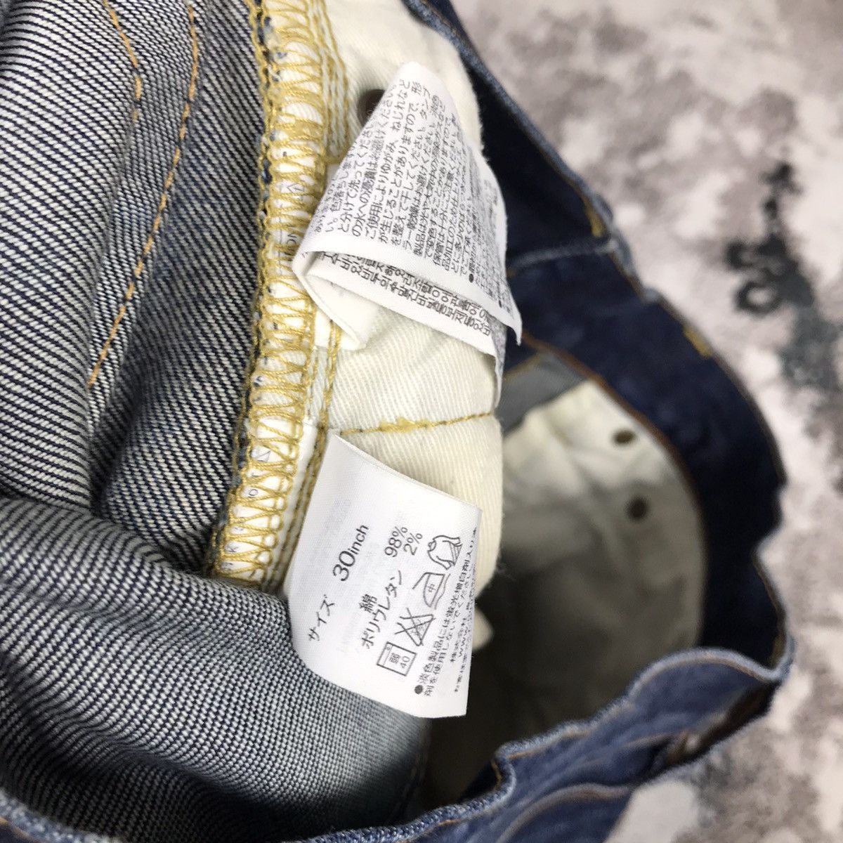 Japanese Brand × Muji Vintage Muji Japan Distressed Blue Wash Slim Denim Jeans Size US 32 / EU 48 - 12 Thumbnail