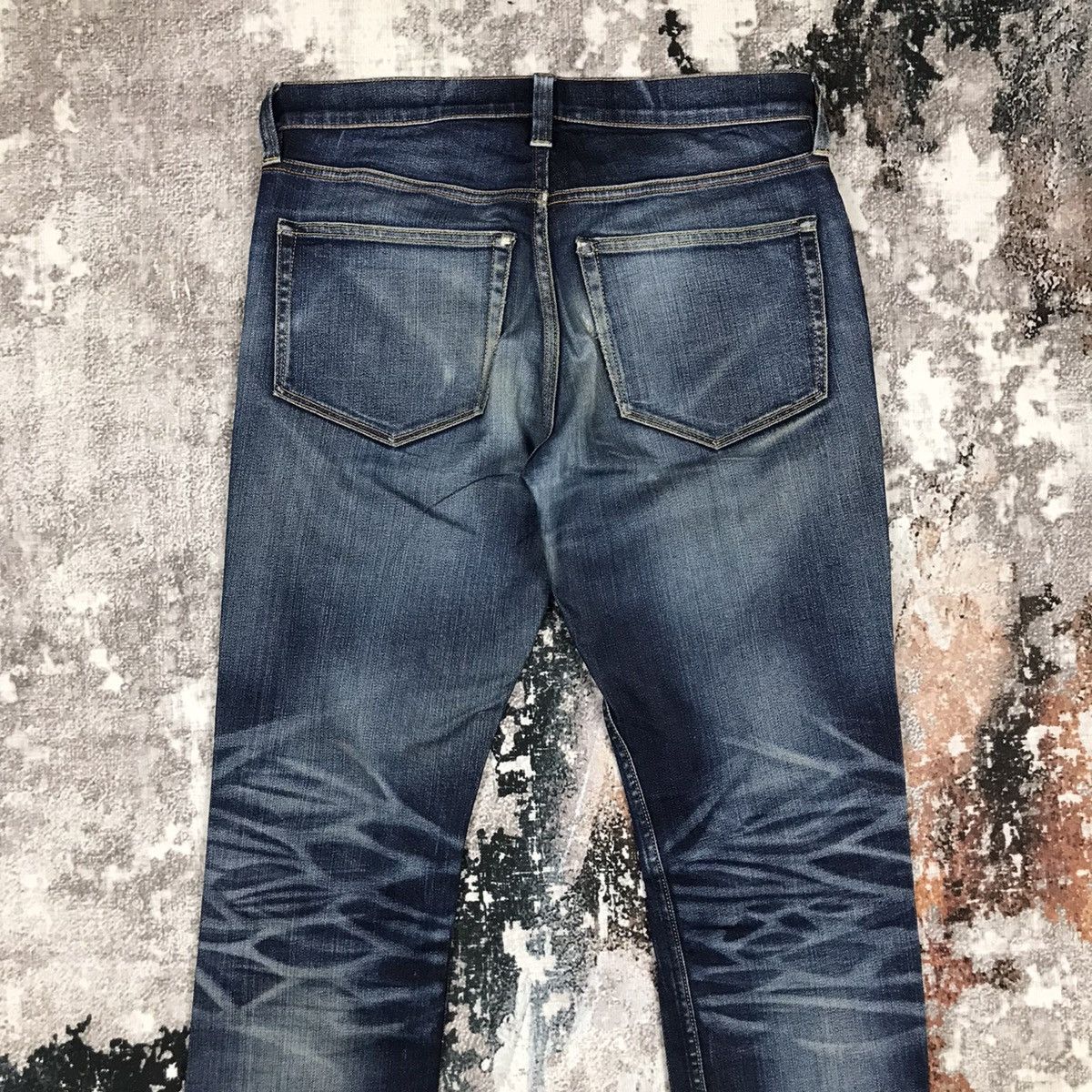 Japanese Brand × Muji Vintage Muji Japan Distressed Blue Wash Slim Denim Jeans Size US 32 / EU 48 - 7 Thumbnail