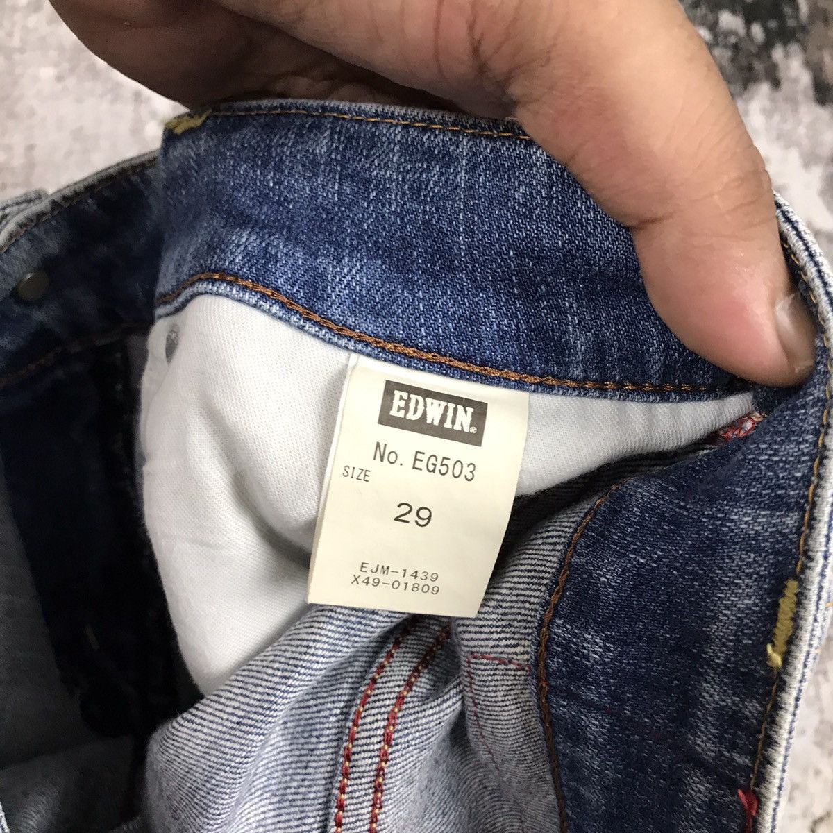 Edwin × Japanese Brand 2000s Edwin Blue Trip Edge Distressed Light Wash Denim Jeans Size US 30 / EU 46 - 12 Thumbnail