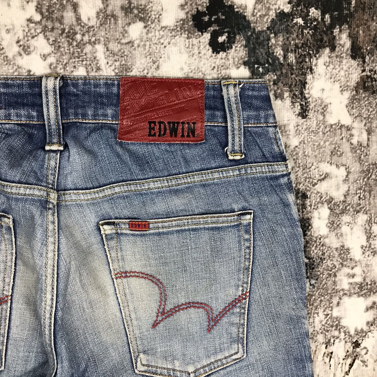 Edwin × Japanese Brand 2000s Edwin Blue Trip Edge Distressed Light Wash Denim Jeans Size US 30 / EU 46 - 10 Thumbnail