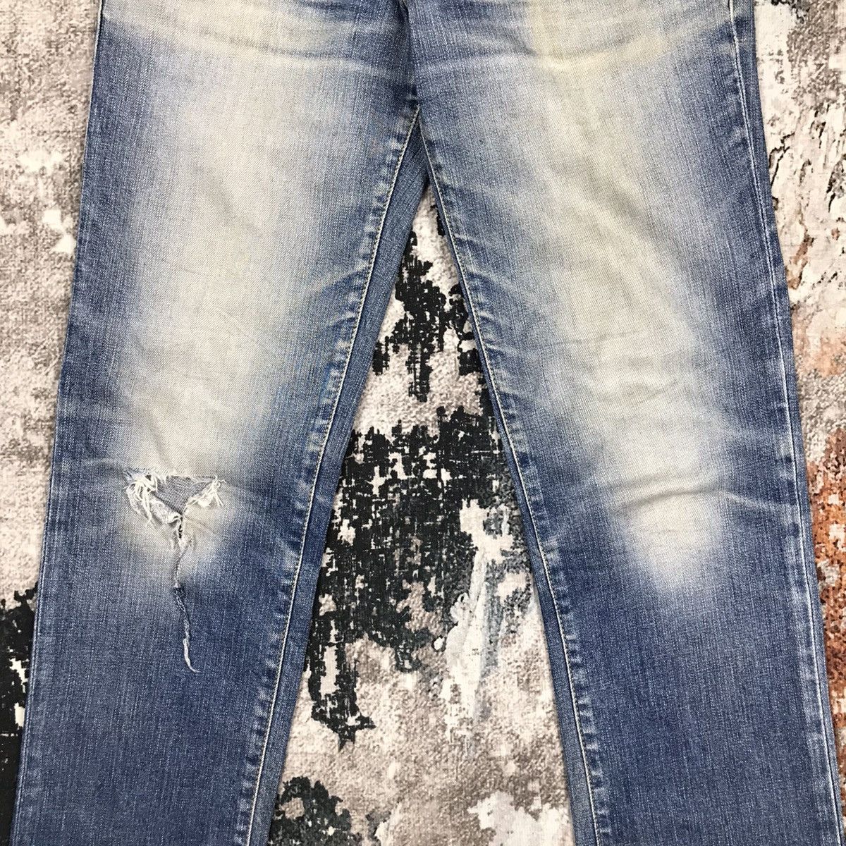 Edwin × Japanese Brand 2000s Edwin Blue Trip Edge Distressed Light Wash Denim Jeans Size US 30 / EU 46 - 5 Thumbnail