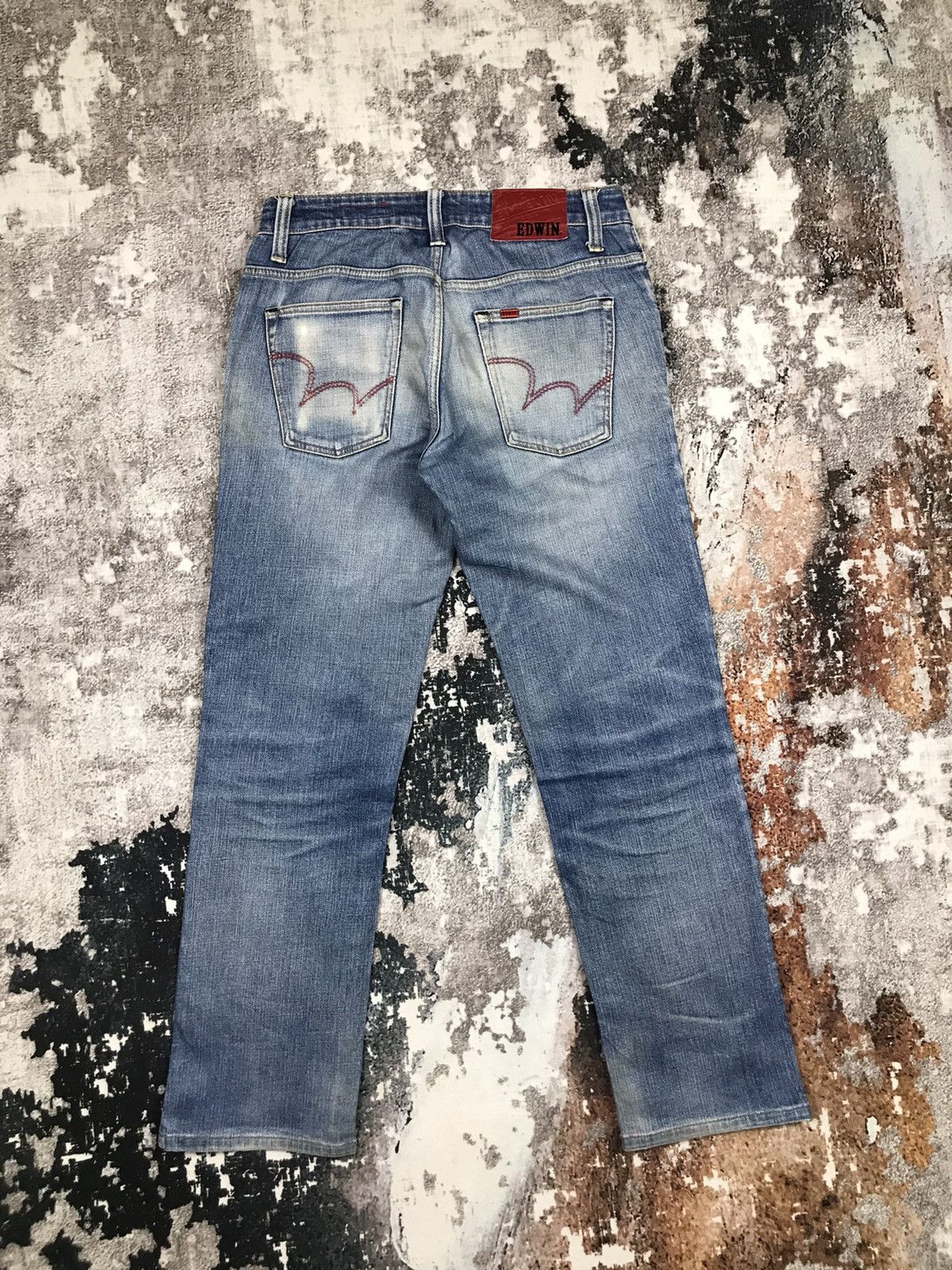 Edwin × Japanese Brand 2000s Edwin Blue Trip Edge Distressed Light Wash Denim Jeans Size US 30 / EU 46 - 7 Thumbnail