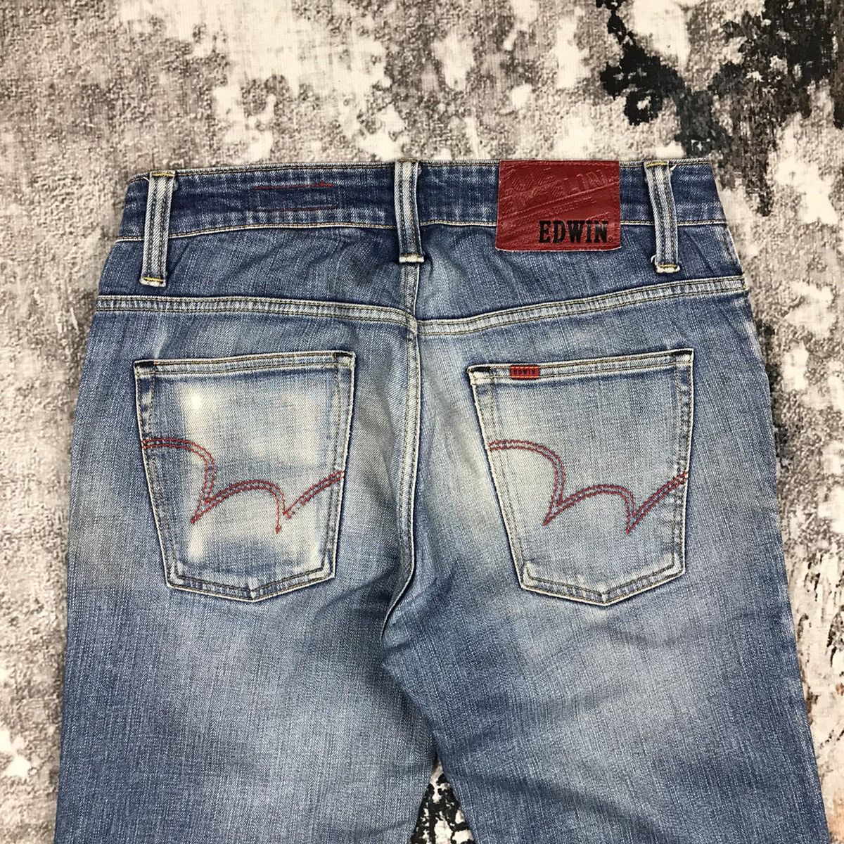 Edwin × Japanese Brand 2000s Edwin Blue Trip Edge Distressed Light Wash Denim Jeans Size US 30 / EU 46 - 9 Thumbnail