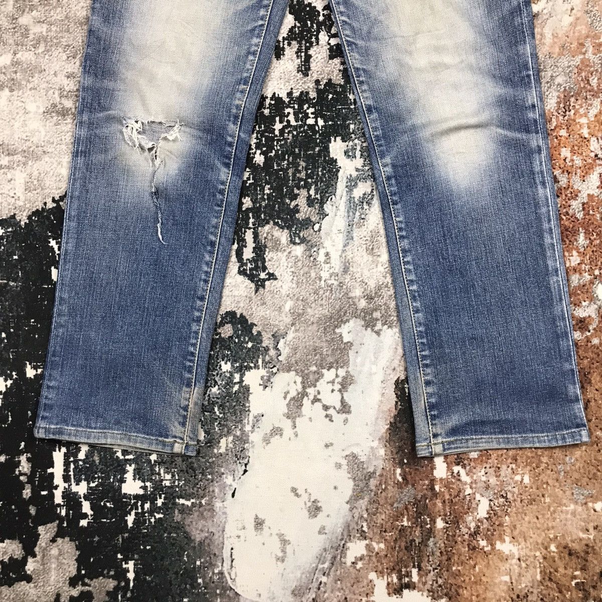 Edwin × Japanese Brand 2000s Edwin Blue Trip Edge Distressed Light Wash Denim Jeans Size US 30 / EU 46 - 6 Thumbnail