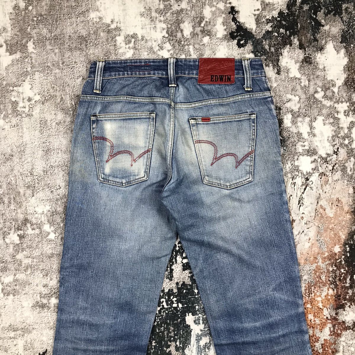 Edwin × Japanese Brand 2000s Edwin Blue Trip Edge Distressed Light Wash Denim Jeans Size US 30 / EU 46 - 8 Thumbnail