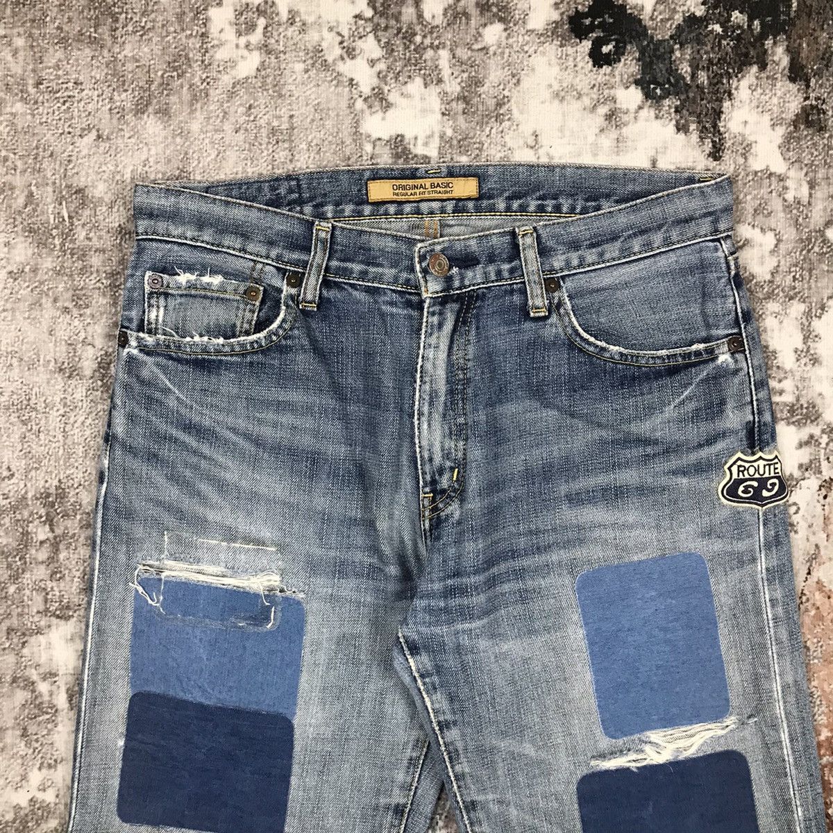 Japanese Brand × Uniqlo Vintage Uniqlo Distressed Patchwork Designs Denim Jeans Size US 32 / EU 48 - 3 Thumbnail