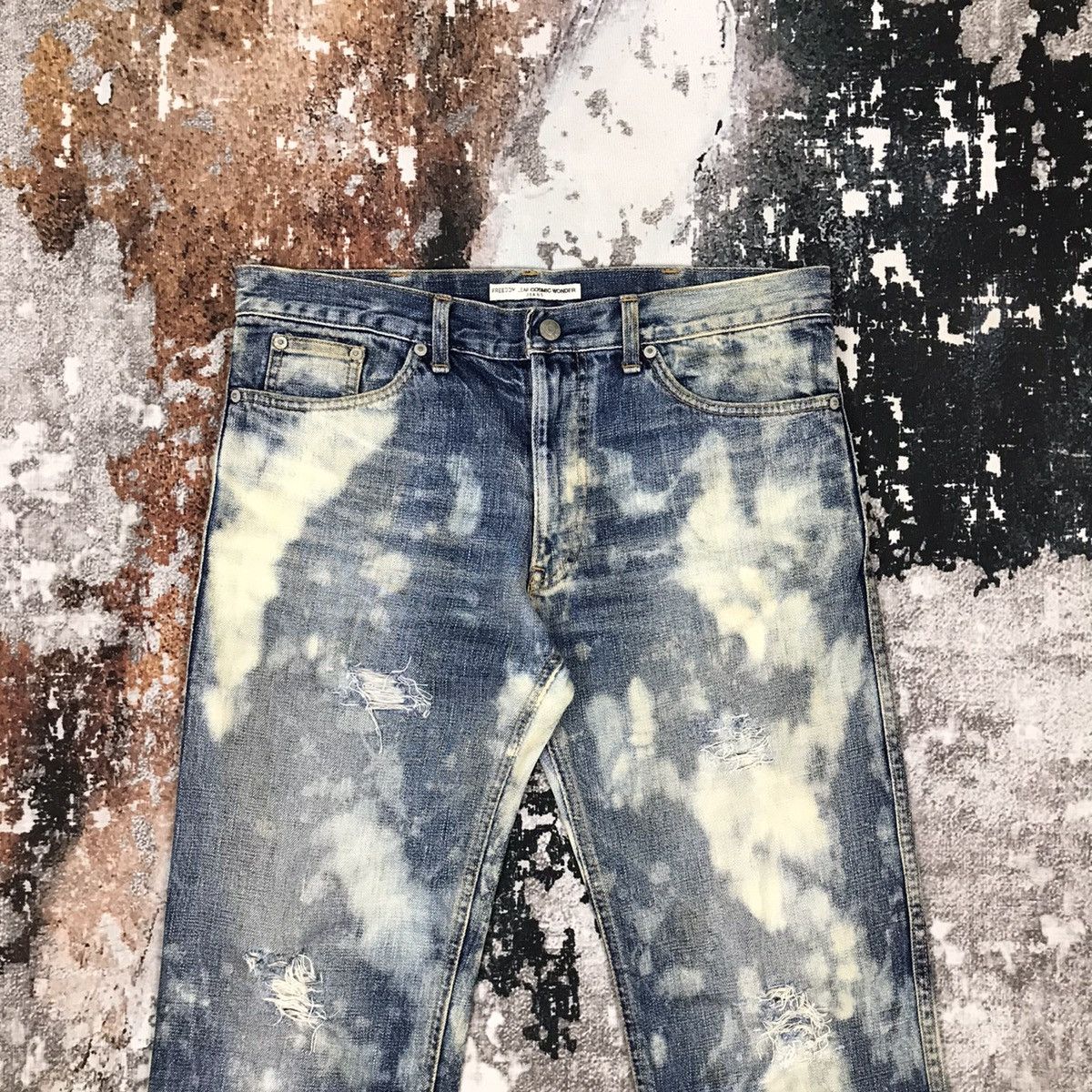 Cosmic Wonder × Japanese Brand Vintage Japanese Baggy Flare Cosmic Wonder Acid wash Jeans Size 34" / US 12 / IT 48 - 2 Thumbnail