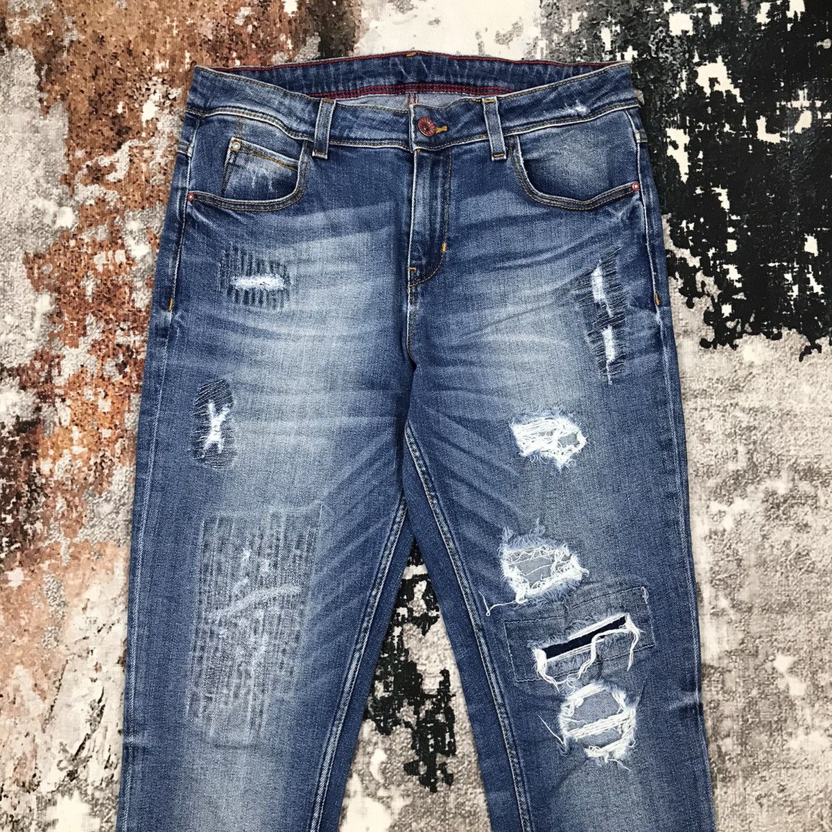 Japanese Brand Japanese brand 1975 Denim Distressed Design Jeans Size 29" - 2 Thumbnail