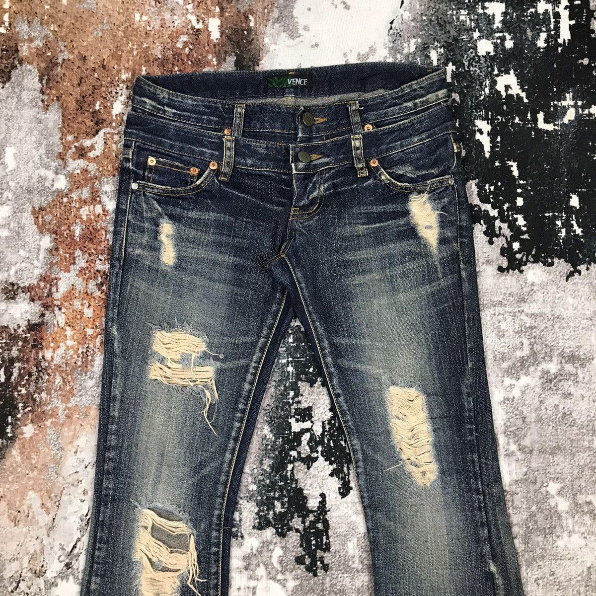 Japanese Brand × Vintage Vintage Japanese Vence Flare Distressed Design Jeans Size 30" / US 8 / IT 44 - 2 Thumbnail