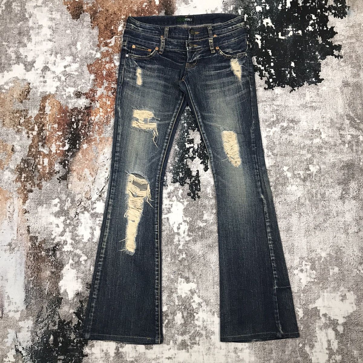 Japanese Brand × Vintage Vintage Japanese Vence Flare Distressed Design Jeans Size 30" / US 8 / IT 44 - 1 Thumbnail