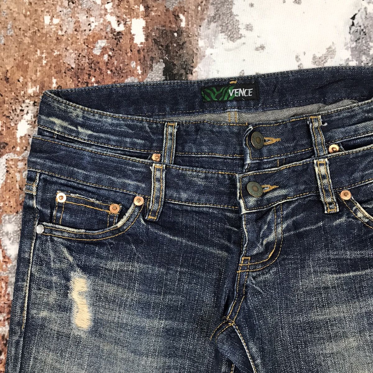 Japanese Brand × Vintage Vintage Japanese Vence Flare Distressed Design Jeans Size 30" / US 8 / IT 44 - 3 Thumbnail