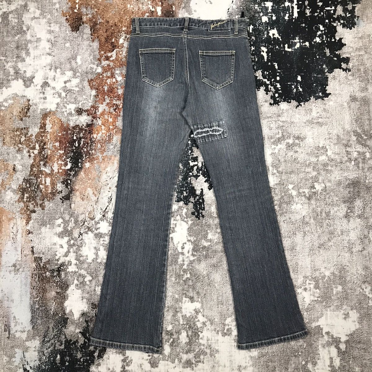 Japanese Brand × Vintage Vintage Japanese Johnpionir Flare Light wash Distressed Jean Size 29" - 5 Thumbnail