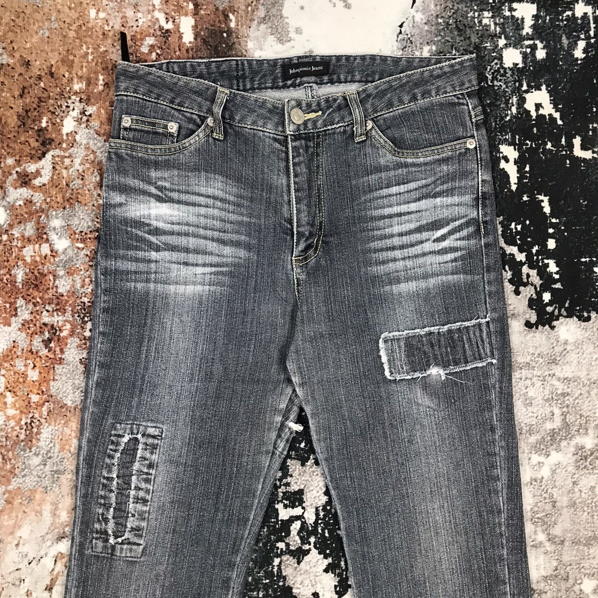 Japanese Brand × Vintage Vintage Japanese Johnpionir Flare Light wash Distressed Jean Size 29" - 2 Thumbnail
