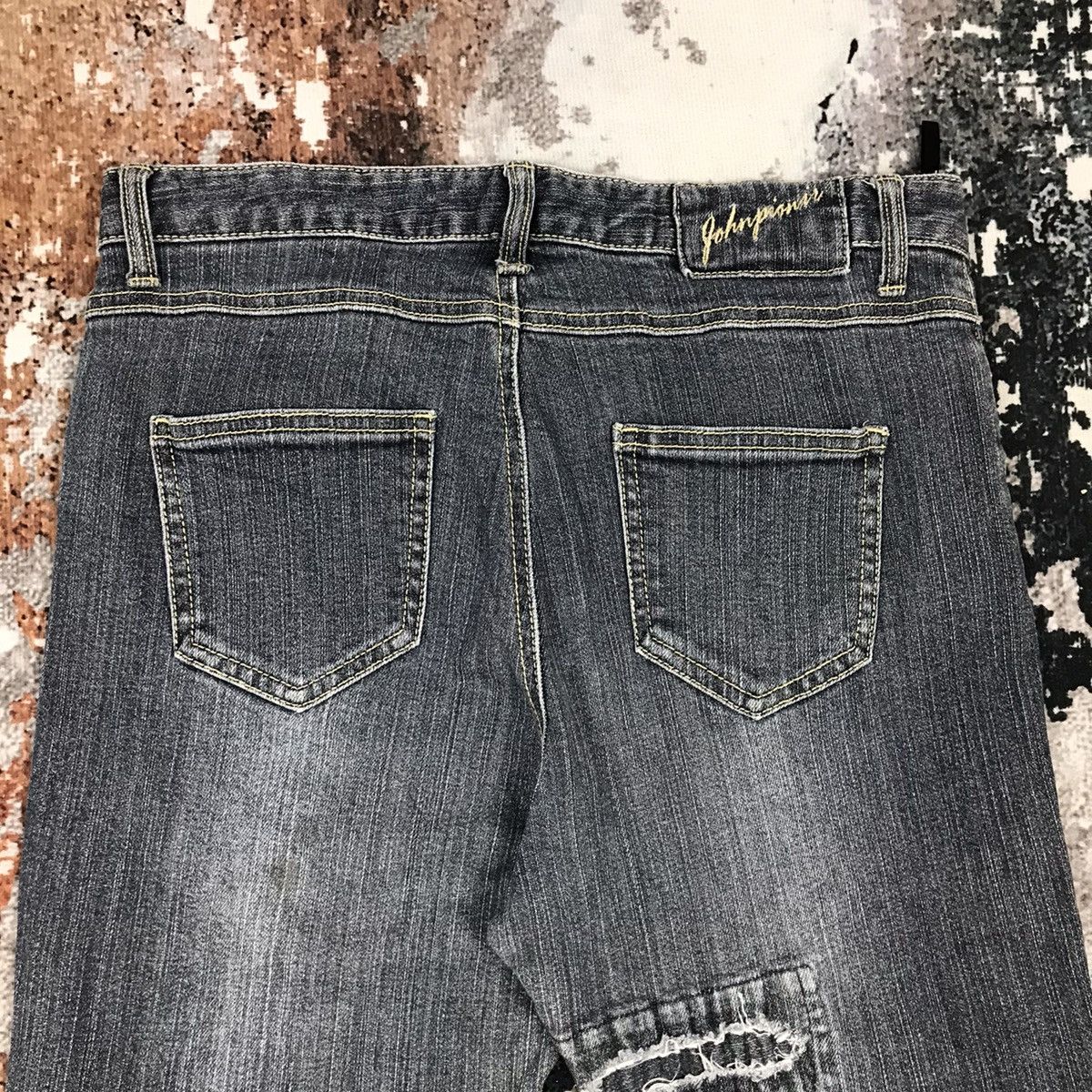 Japanese Brand × Vintage Vintage Japanese Johnpionir Flare Light wash Distressed Jean Size 29" - 7 Thumbnail