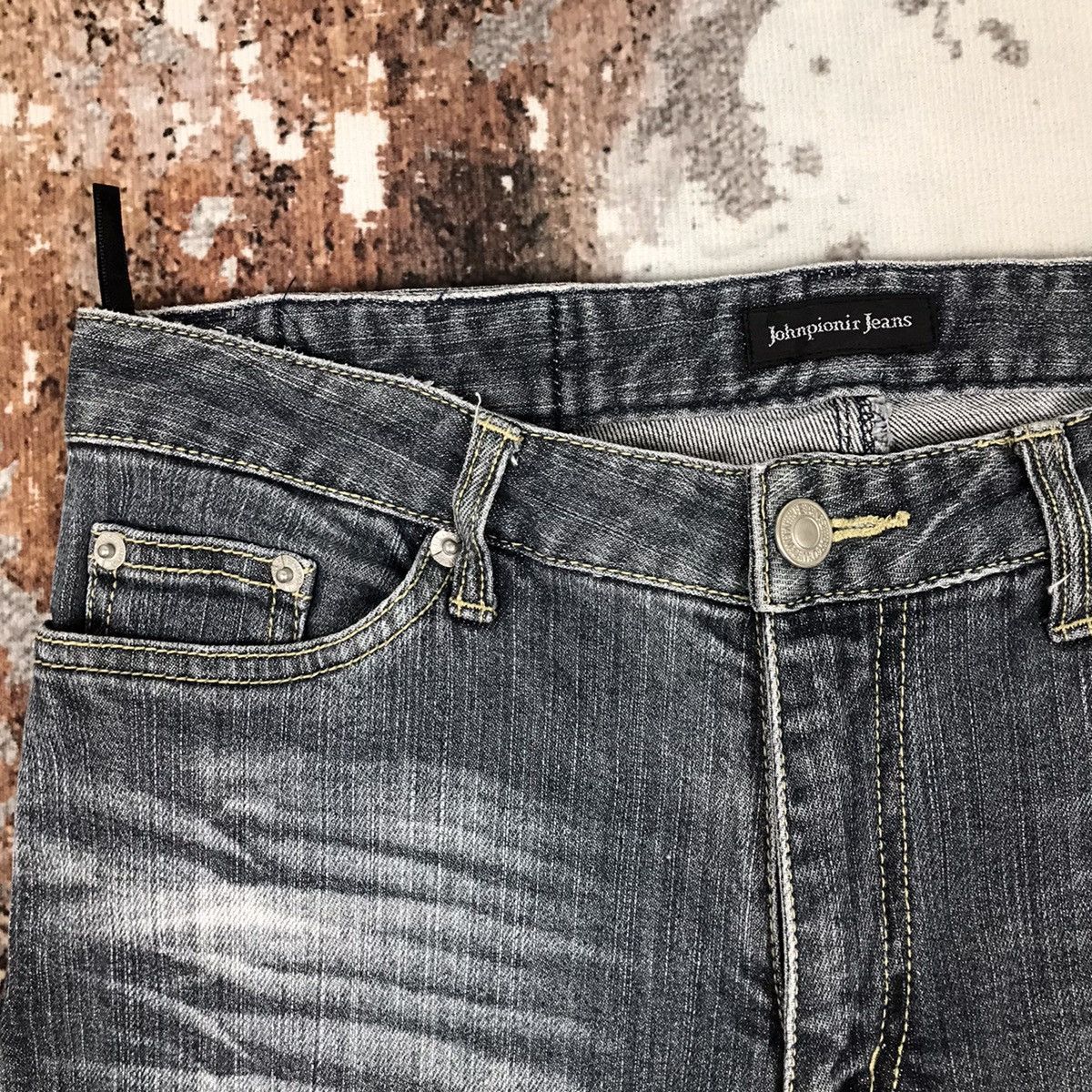 Japanese Brand × Vintage Vintage Japanese Johnpionir Flare Light wash Distressed Jean Size 29" - 3 Thumbnail