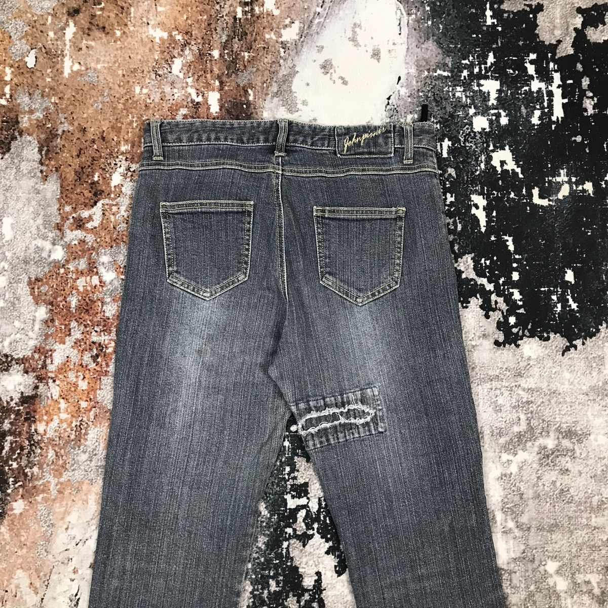 Japanese Brand × Vintage Vintage Japanese Johnpionir Flare Light wash Distressed Jean Size 29" - 6 Thumbnail