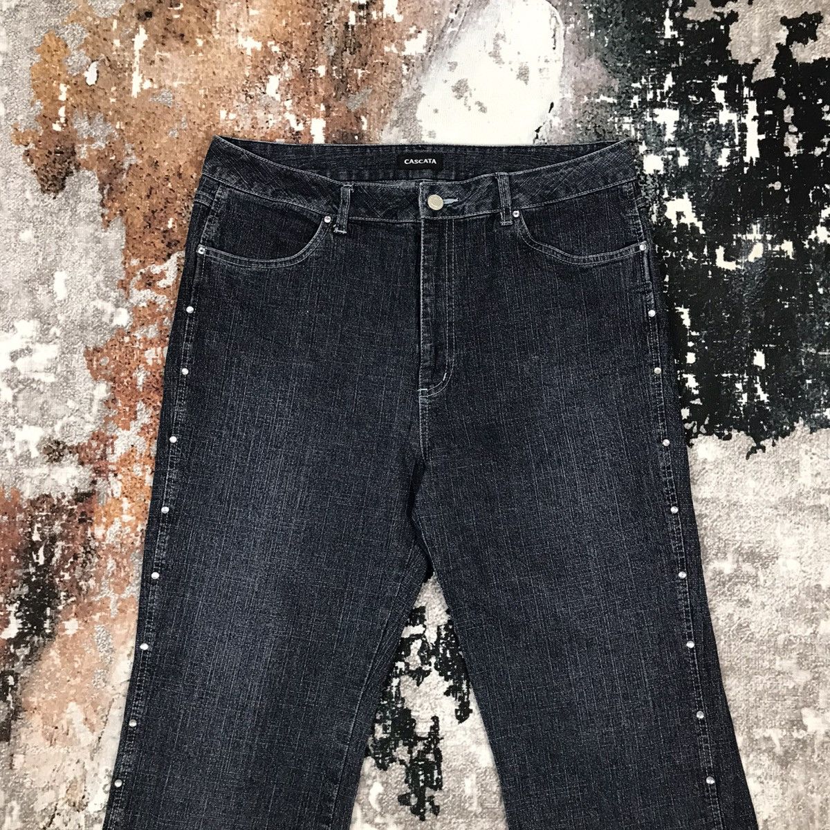 Japanese Brand × Vintage Vintage Japanese Flare Cascata Beads Design Jeans Size 33" - 2 Thumbnail