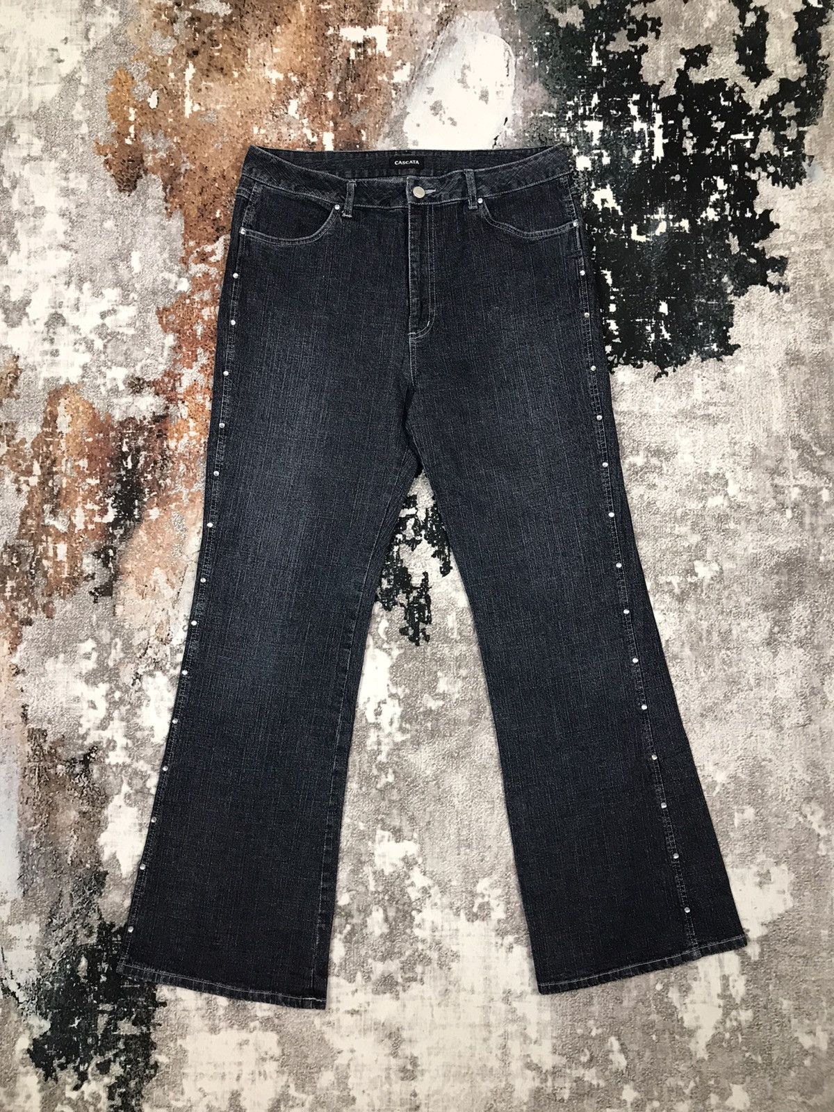 Japanese Brand × Vintage Vintage Japanese Flare Cascata Beads Design Jeans Size 33" - 1 Thumbnail