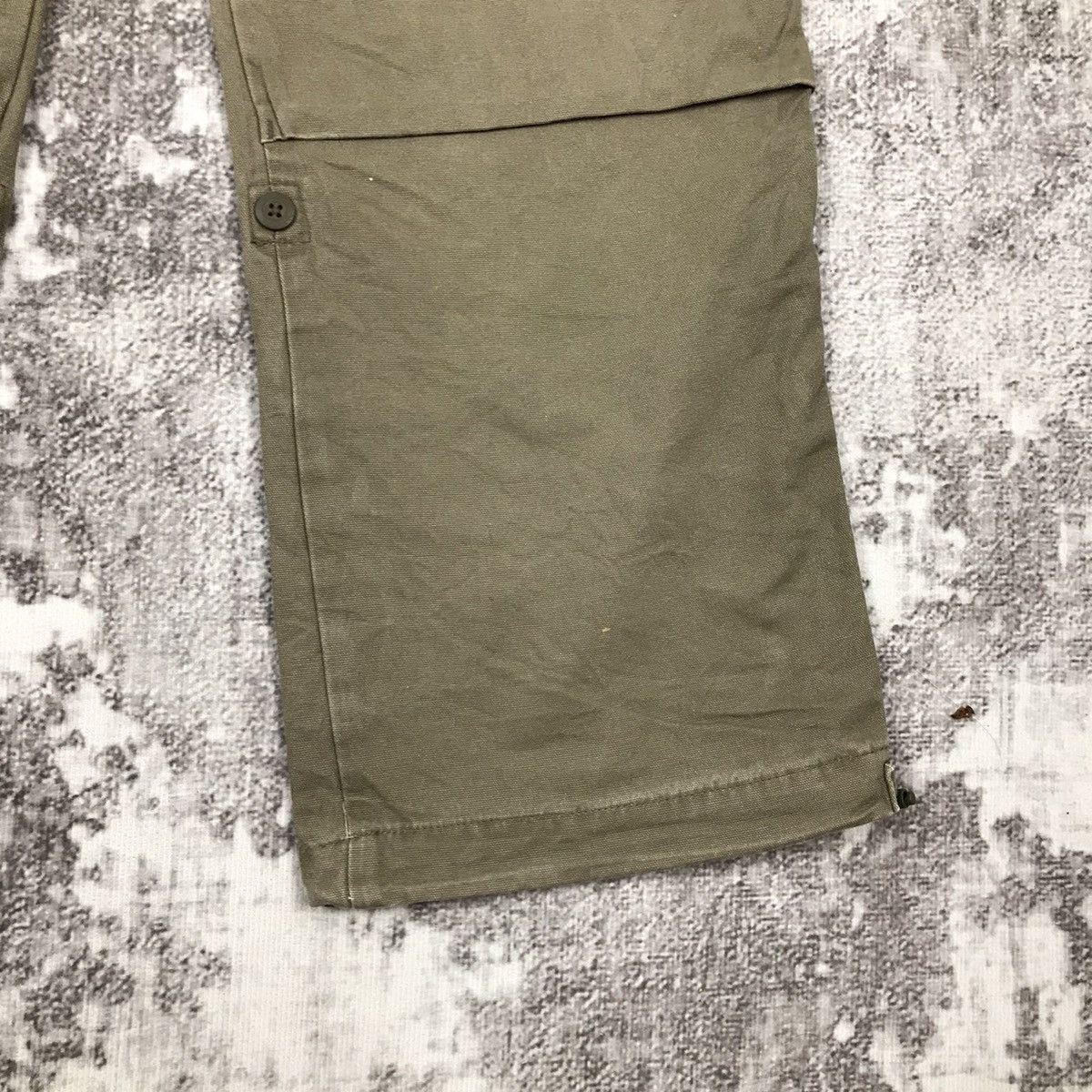 Japanese Brand × Vintage Vintage Japanese Sunny Clouds Khaki Green Flare Cargo Pants Size 29" - 6 Thumbnail