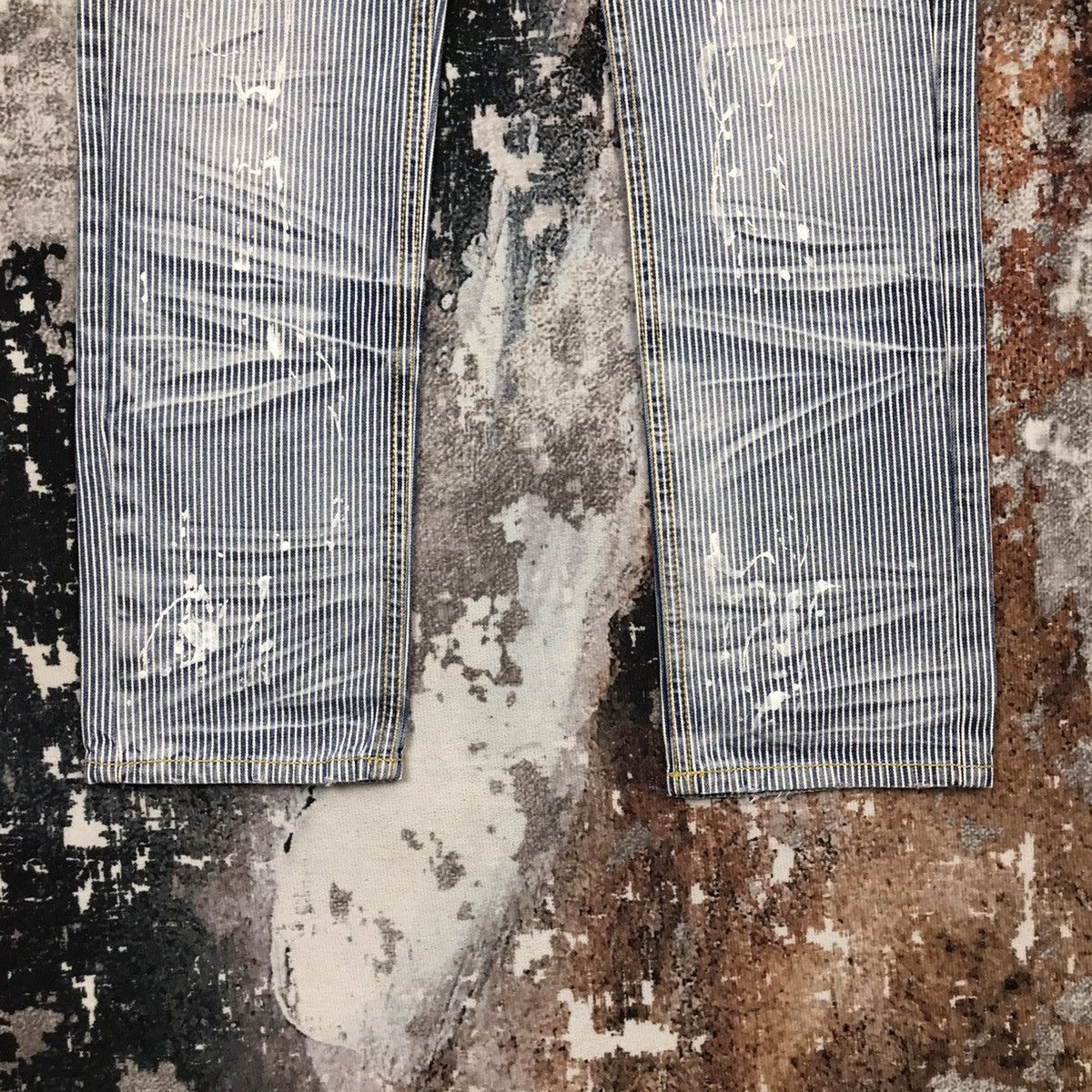 Japanese Brand × Vintage Vintage Japanese Painting Hickory Stripe Design Jeans Size 28" / US 6 / IT 42 - 6 Thumbnail