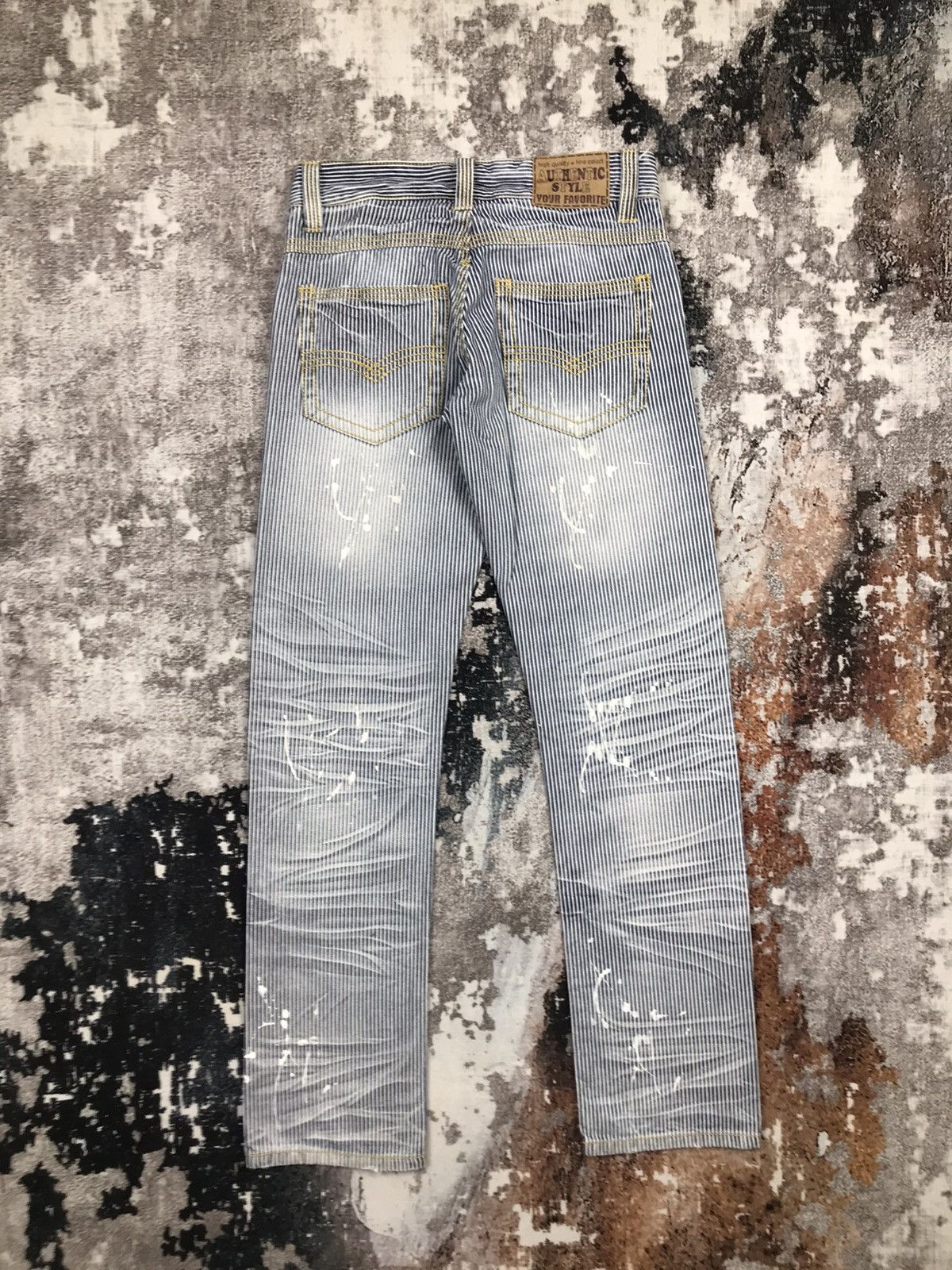 Japanese Brand × Vintage Vintage Japanese Painting Hickory Stripe Design Jeans Size 28" / US 6 / IT 42 - 7 Thumbnail