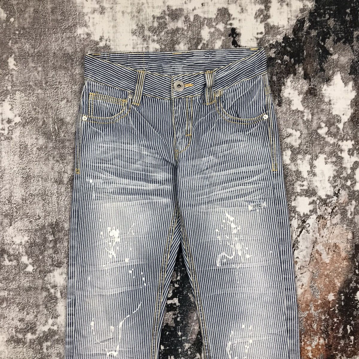 Japanese Brand × Vintage Vintage Japanese Painting Hickory Stripe Design Jeans Size 28" / US 6 / IT 42 - 2 Thumbnail
