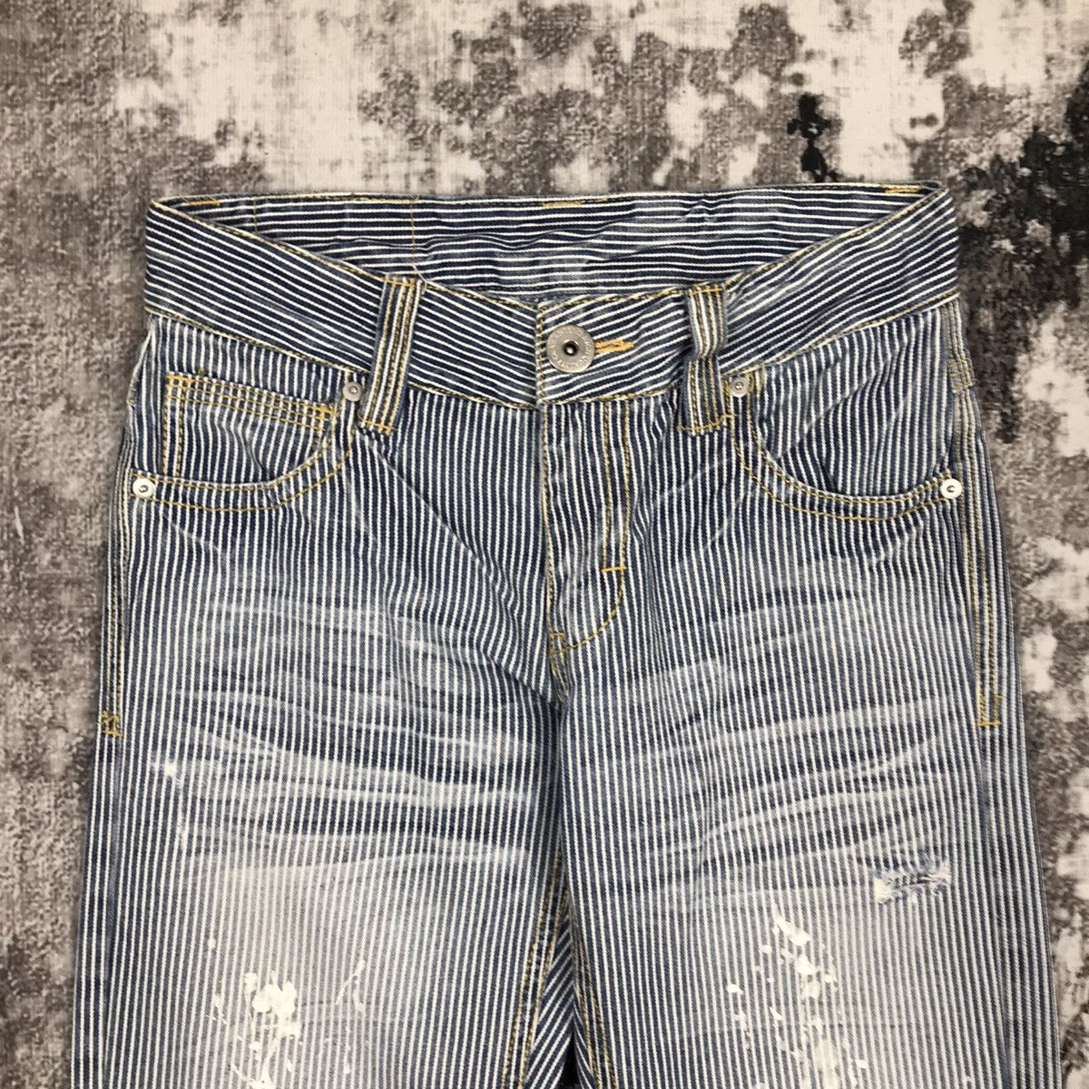 Japanese Brand × Vintage Vintage Japanese Painting Hickory Stripe Design Jeans Size 28" / US 6 / IT 42 - 3 Thumbnail