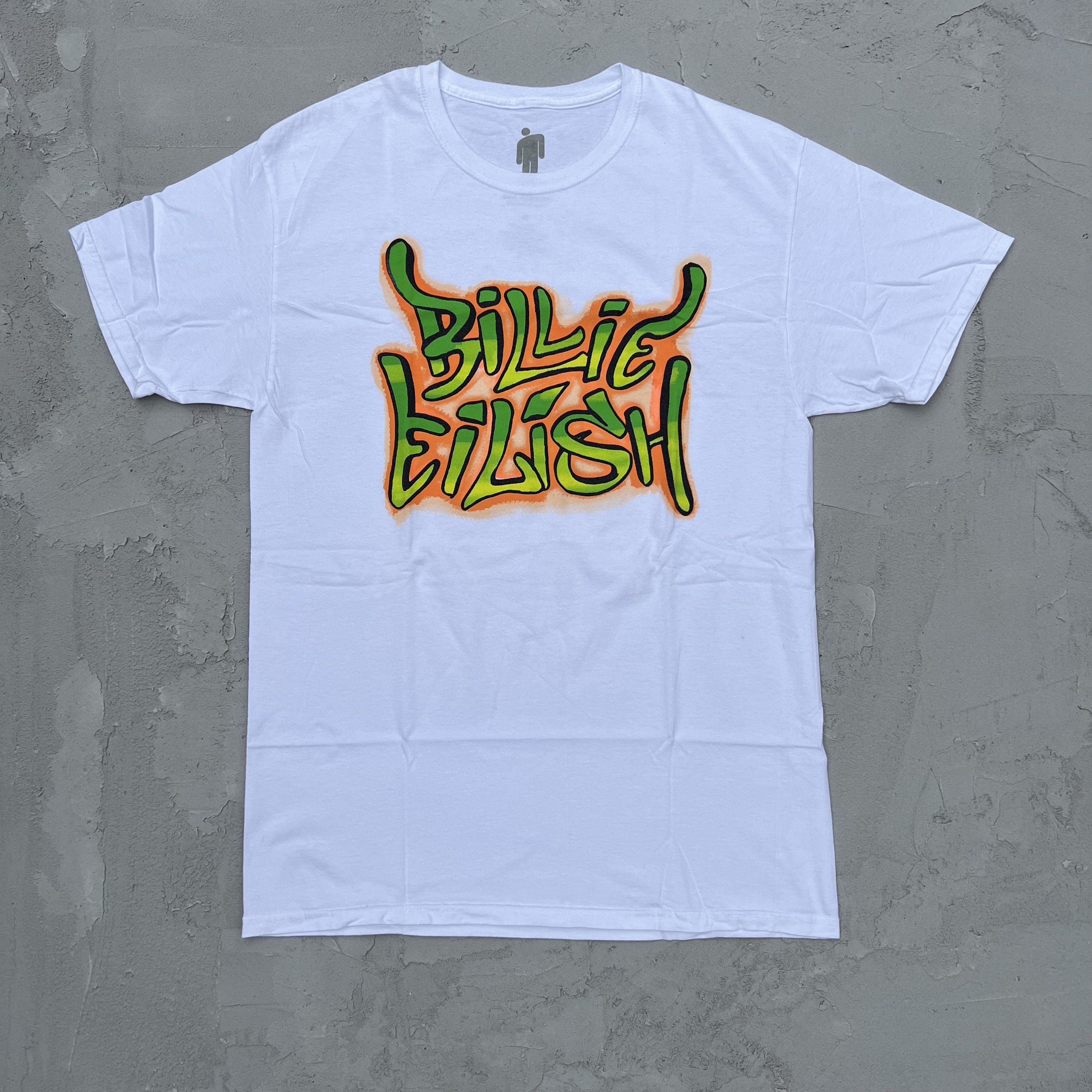 Billie Eilish Maglietta Ufficiale Graffiti Bianca Bianco L