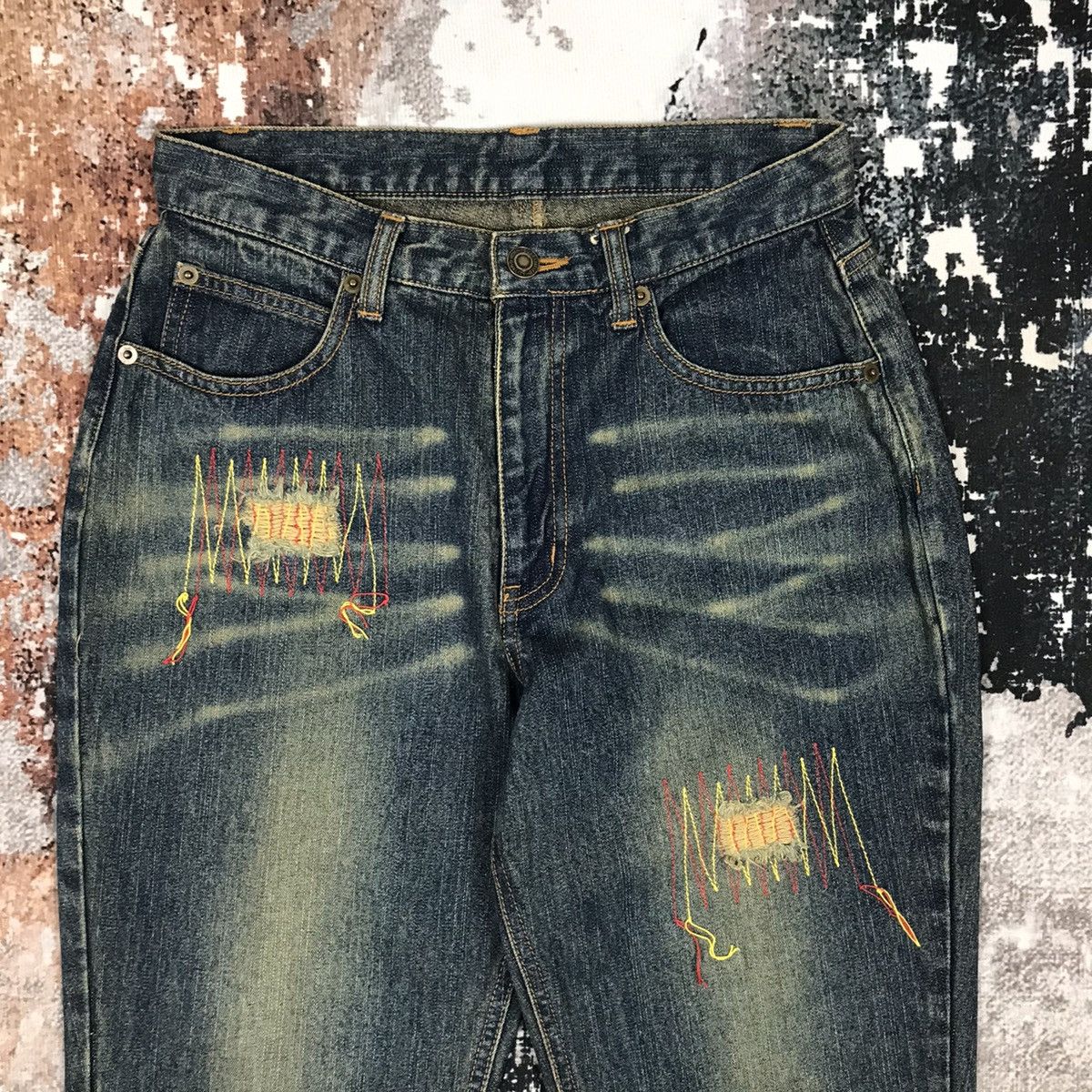 Japanese Brand × Vintage Vintage japanese Flare Baggy Distressed Design Jeans Size 27" / US 4 / IT 40 - 3 Thumbnail