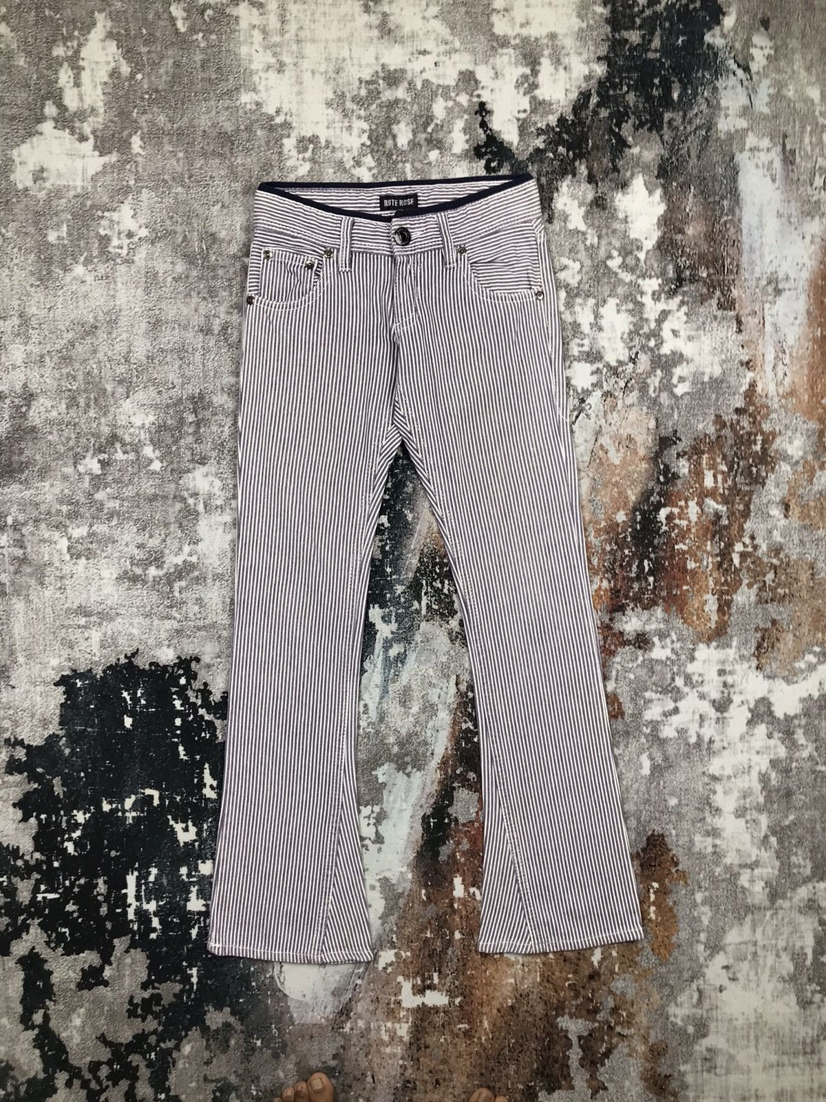 Japanese Brand × Vintage Vintage Japanese Rote Rose Hickory Stripes Flare Leg Jeans Size 28" / US 6 / IT 42 - 1 Thumbnail