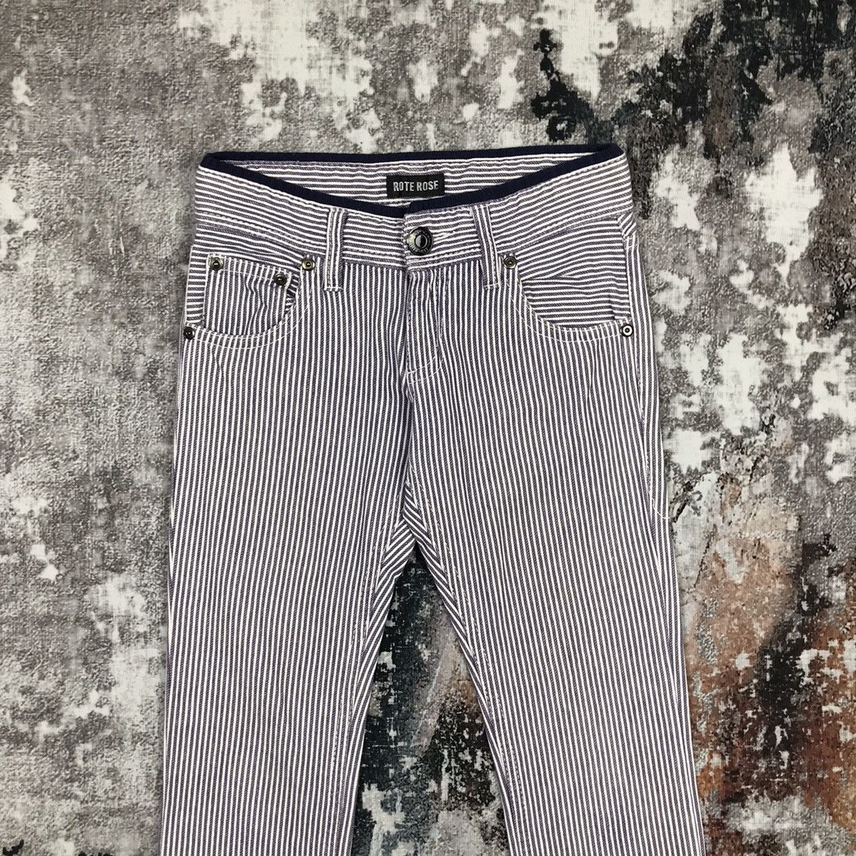 Japanese Brand × Vintage Vintage Japanese Rote Rose Hickory Stripes Flare Leg Jeans Size 28" / US 6 / IT 42 - 2 Thumbnail