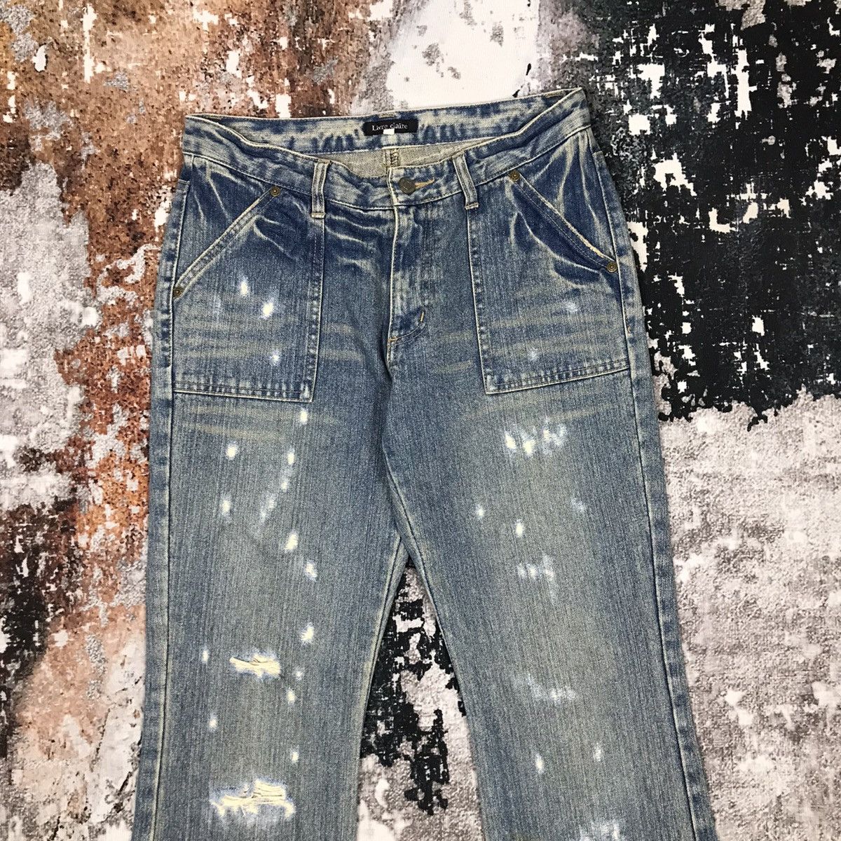 Japanese Brand × Vintage Vintage Japanese Livre Claire Flare Distressed Design Jeans Size 31" - 2 Thumbnail