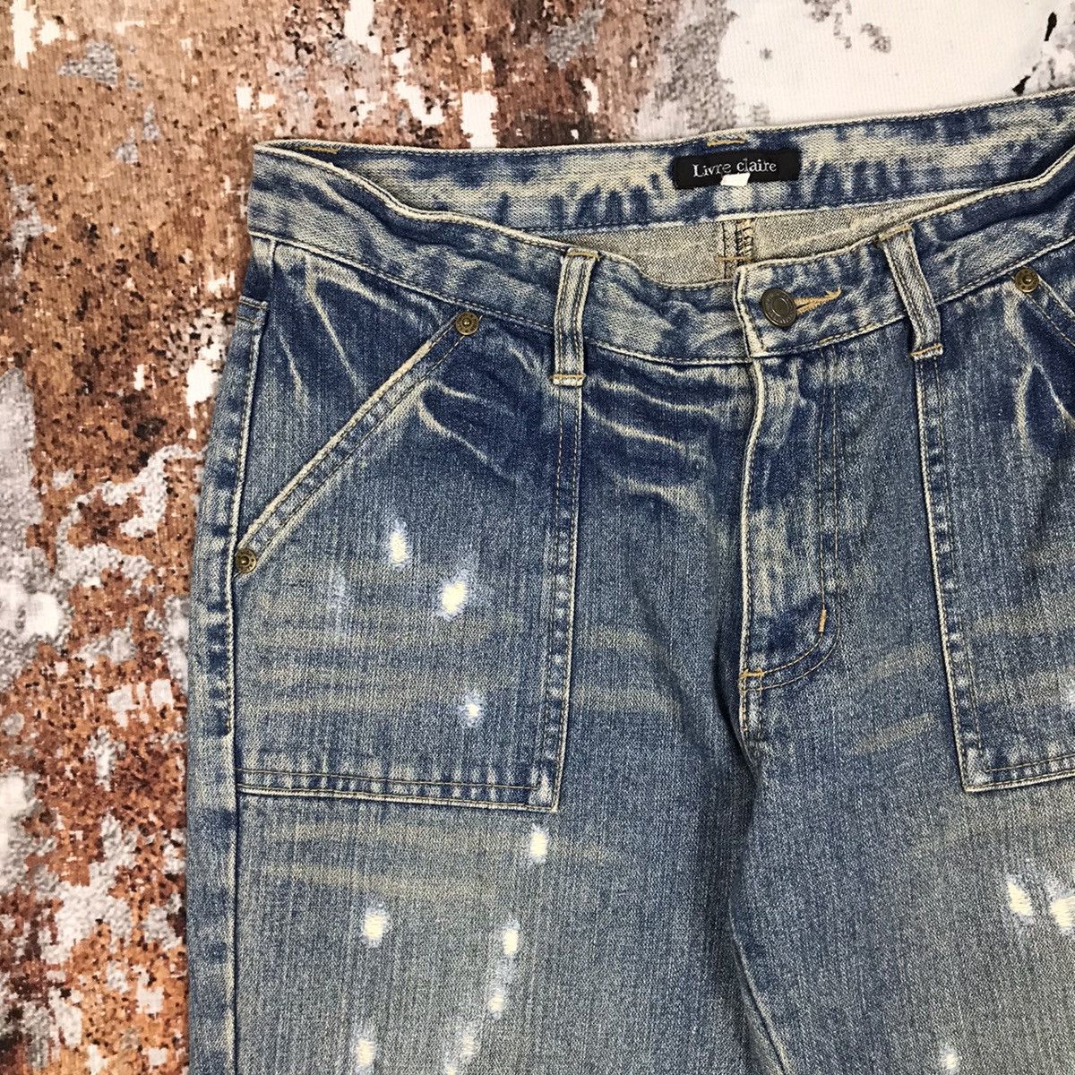 Japanese Brand × Vintage Vintage Japanese Livre Claire Flare Distressed Design Jeans Size 31" - 3 Thumbnail