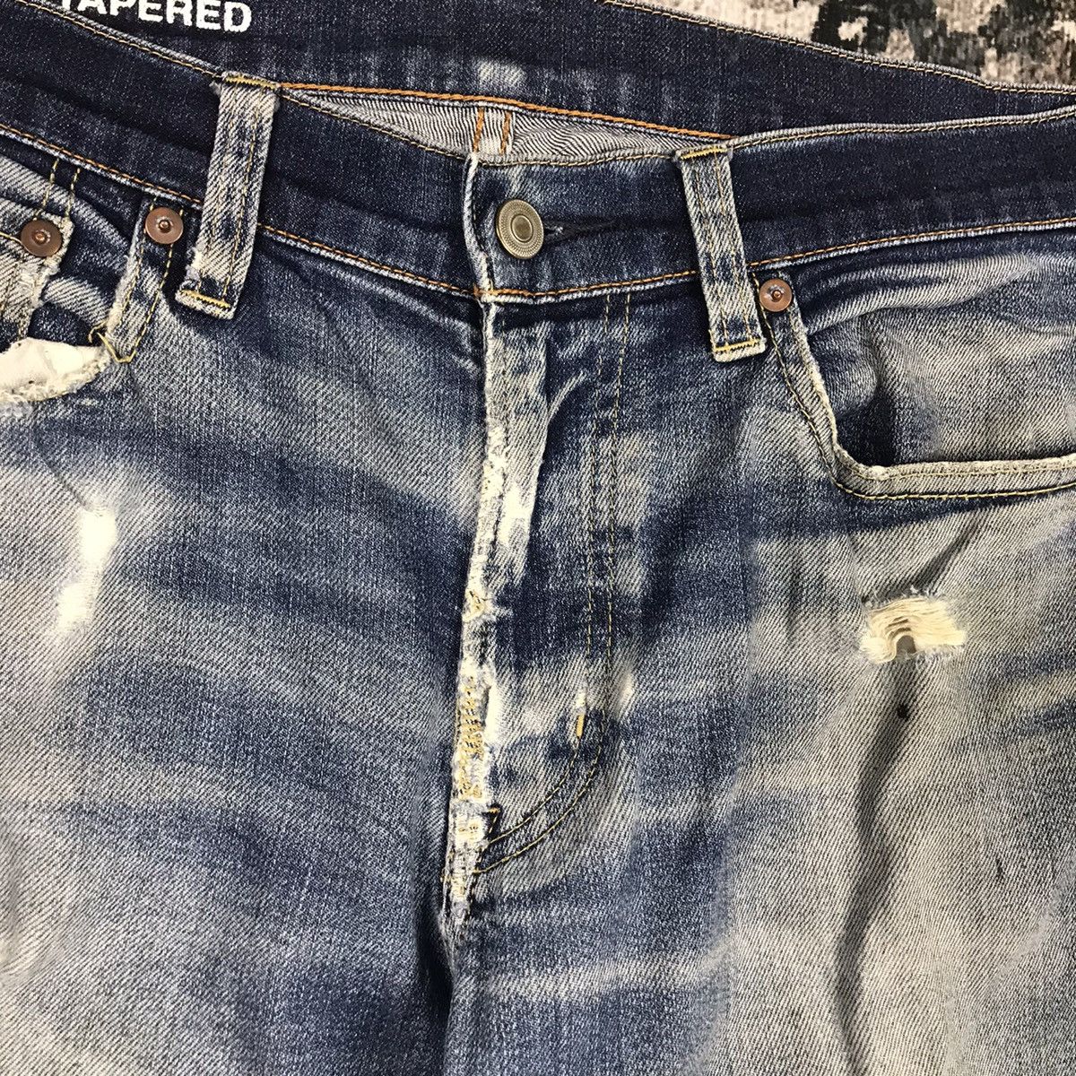 GU × Japanese Brand Vintage G.U Japan Distressed Light Wash Denim Skinny Jeans Size US 33 - 5 Thumbnail