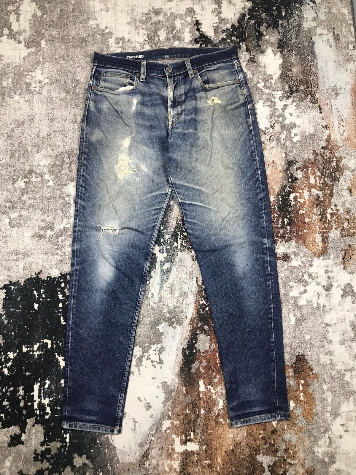 Vintage G.U Japan Distressed Light Wash Denim Skinny Jeans