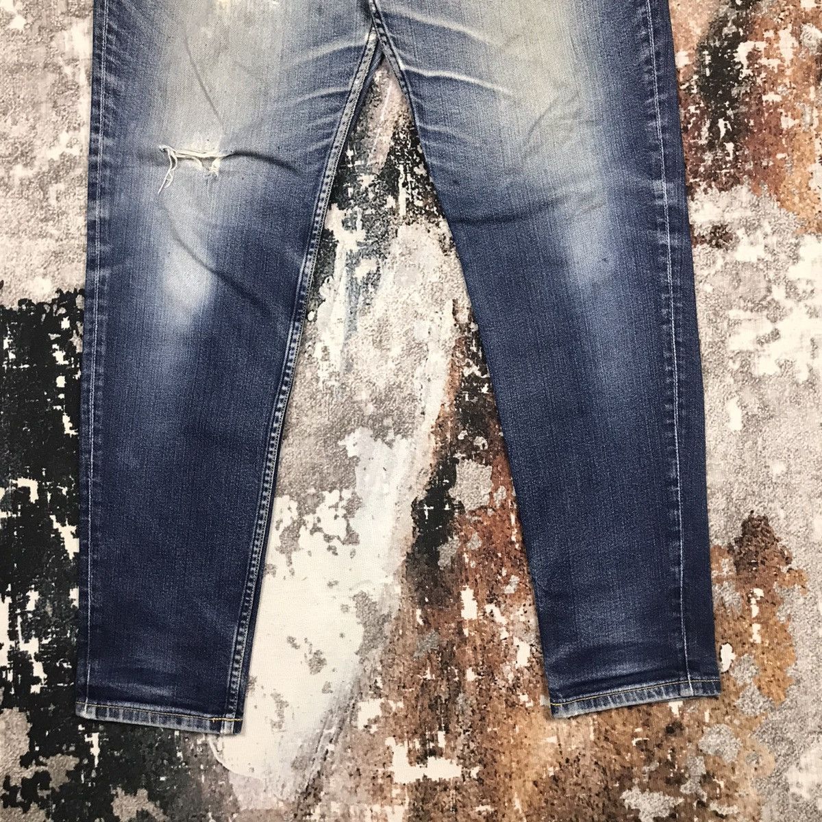GU × Japanese Brand Vintage G.U Japan Distressed Light Wash Denim Skinny Jeans Size US 33 - 6 Thumbnail